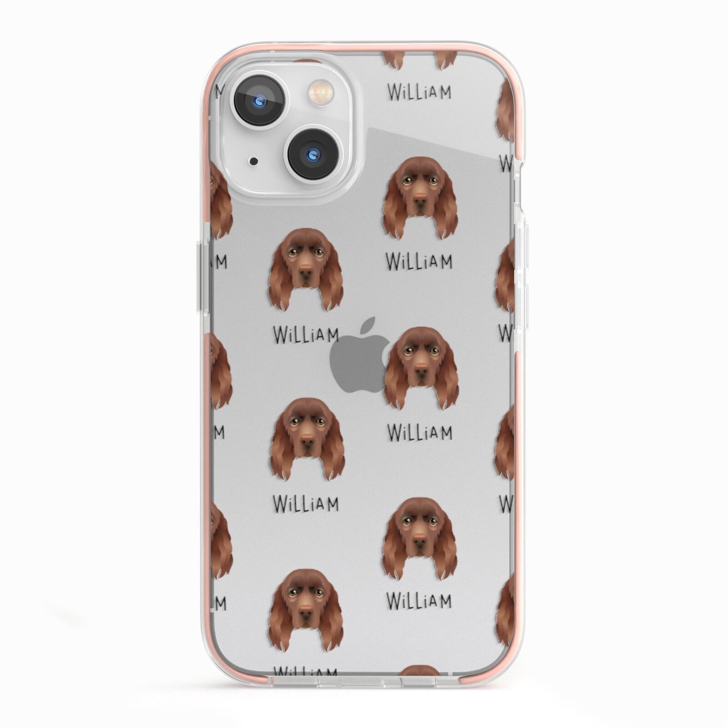 Sussex Spaniel Icon with Name iPhone 13 TPU Impact Case with Pink Edges