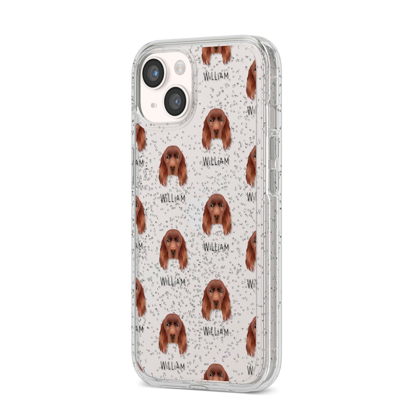 Sussex Spaniel Icon with Name iPhone 14 Glitter Tough Case Starlight Angled Image