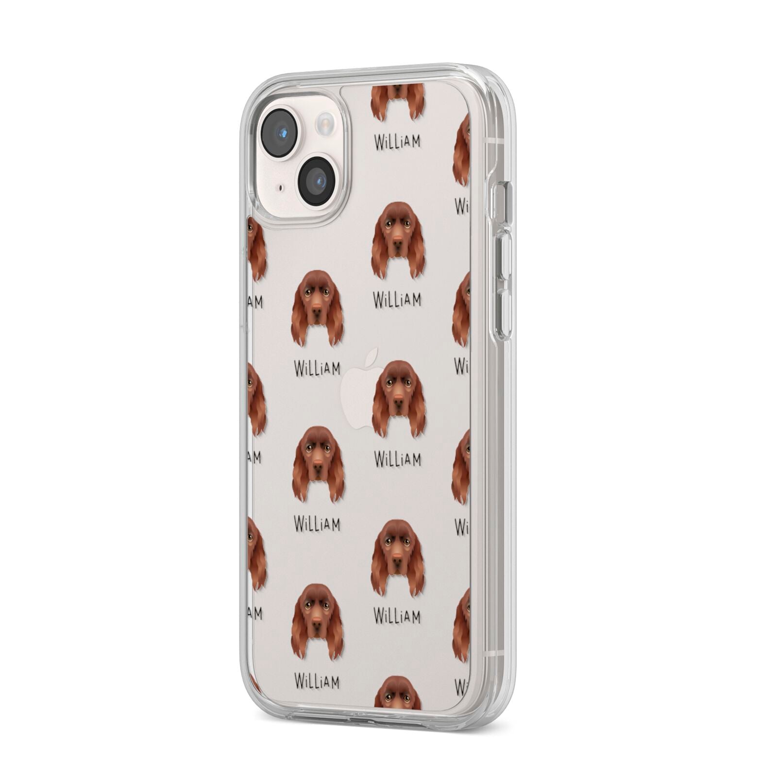 Sussex Spaniel Icon with Name iPhone 14 Plus Clear Tough Case Starlight Angled Image