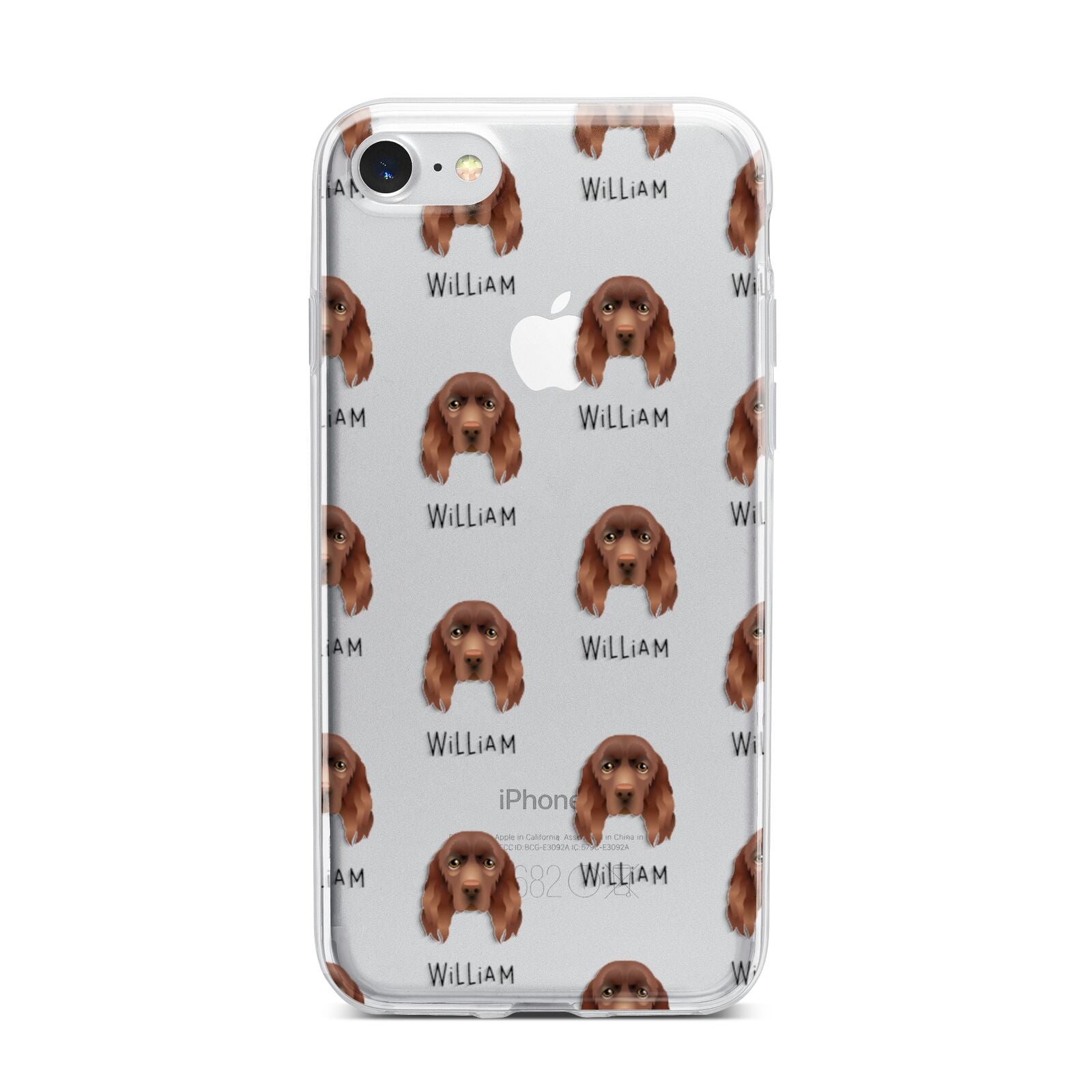 Sussex Spaniel Icon with Name iPhone 7 Bumper Case on Silver iPhone