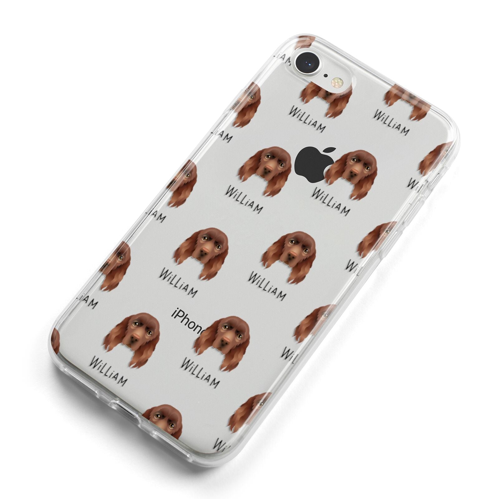 Sussex Spaniel Icon with Name iPhone 8 Bumper Case on Silver iPhone Alternative Image