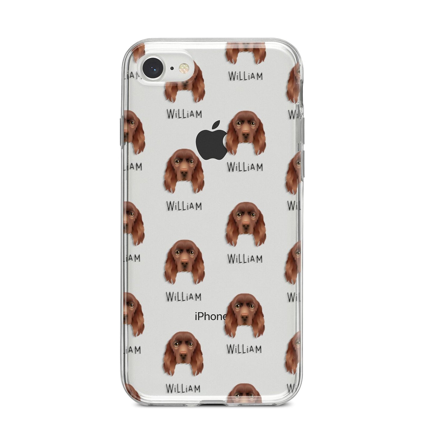 Sussex Spaniel Icon with Name iPhone 8 Bumper Case on Silver iPhone
