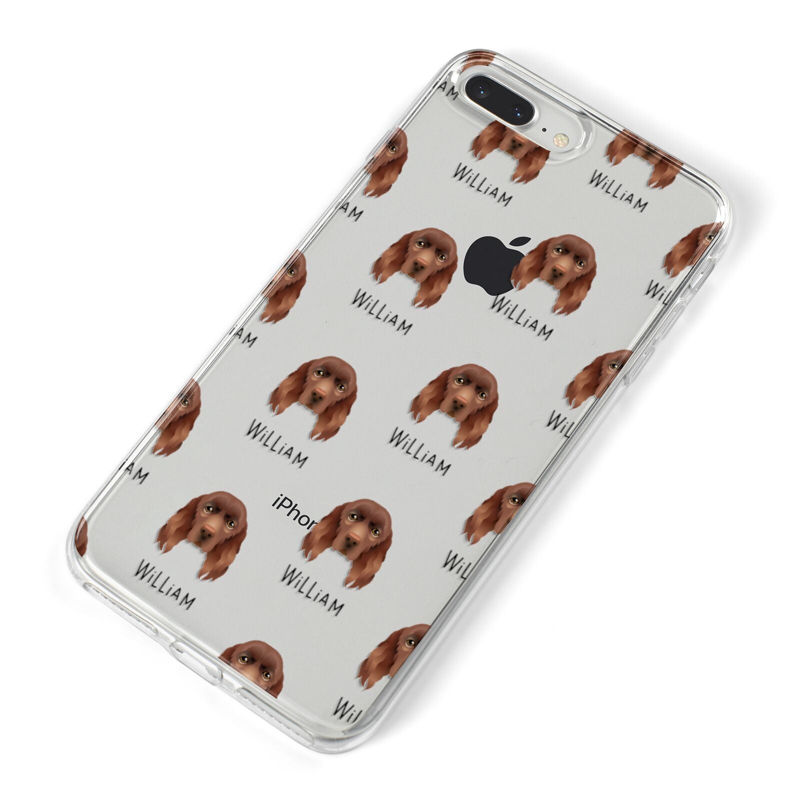 Sussex Spaniel Icon with Name iPhone 8 Plus Bumper Case on Silver iPhone Alternative Image