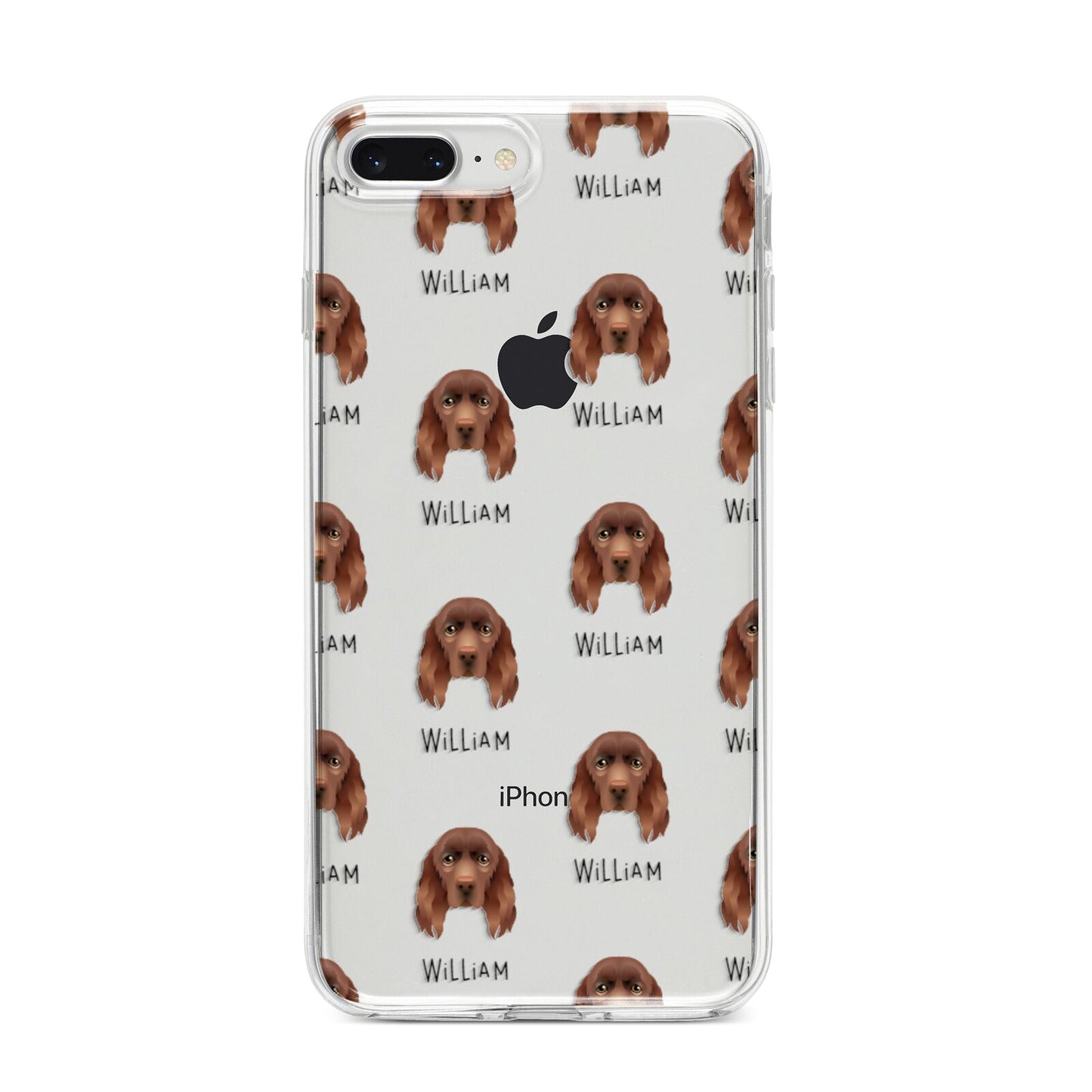 Sussex Spaniel Icon with Name iPhone 8 Plus Bumper Case on Silver iPhone