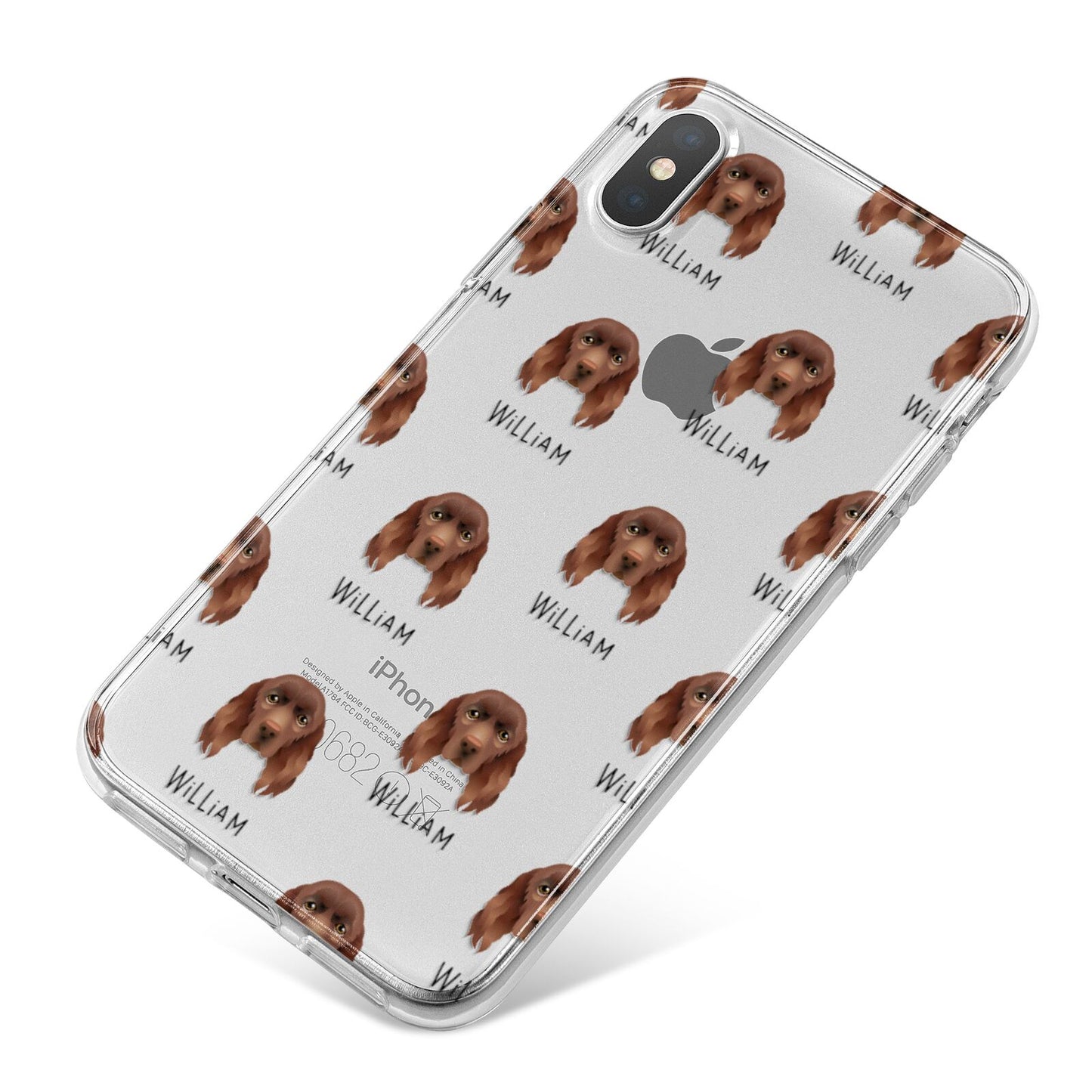 Sussex Spaniel Icon with Name iPhone X Bumper Case on Silver iPhone