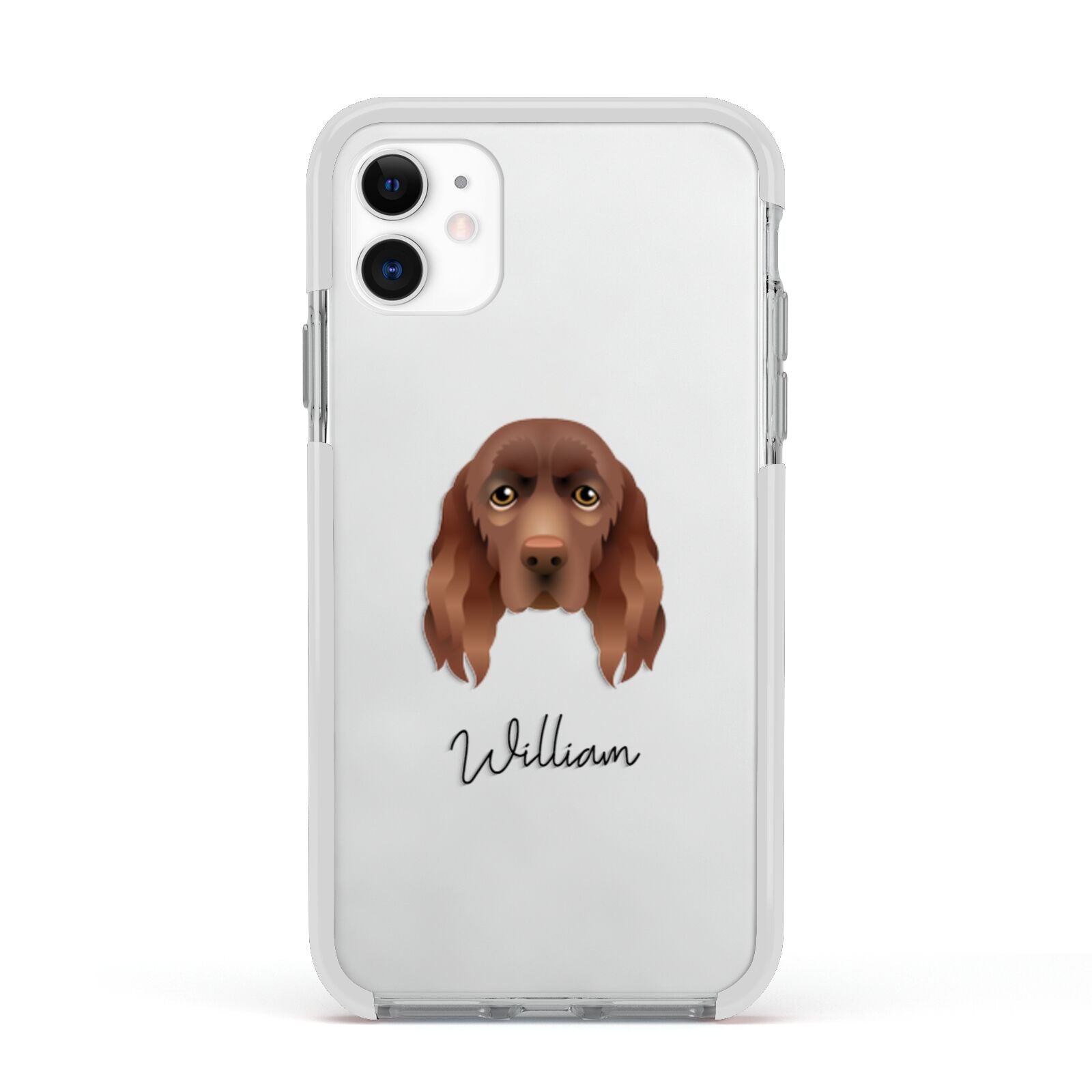 Sussex Spaniel Personalised Apple iPhone 11 in White with White Impact Case