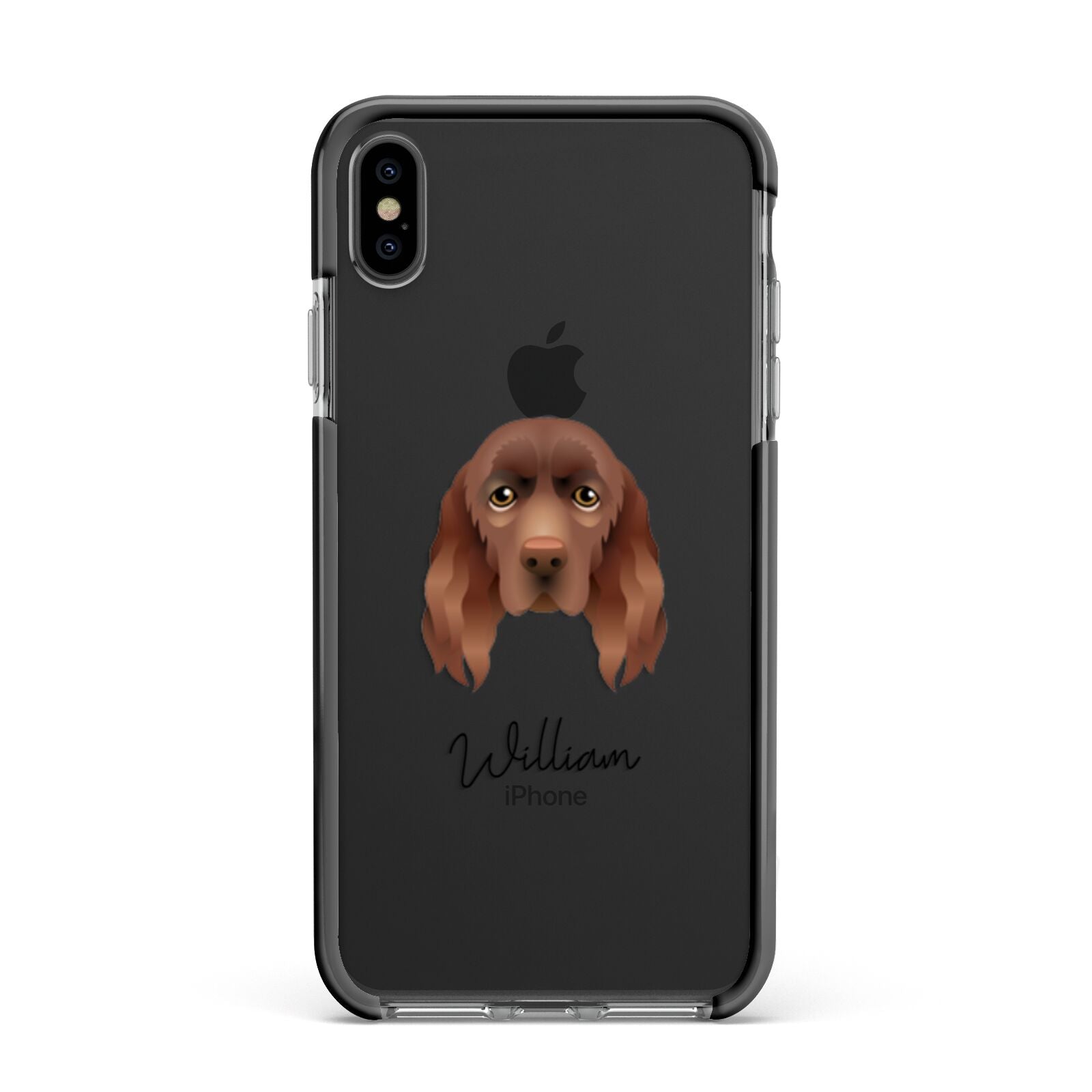 Sussex Spaniel Personalised Apple iPhone Xs Max Impact Case Black Edge on Black Phone