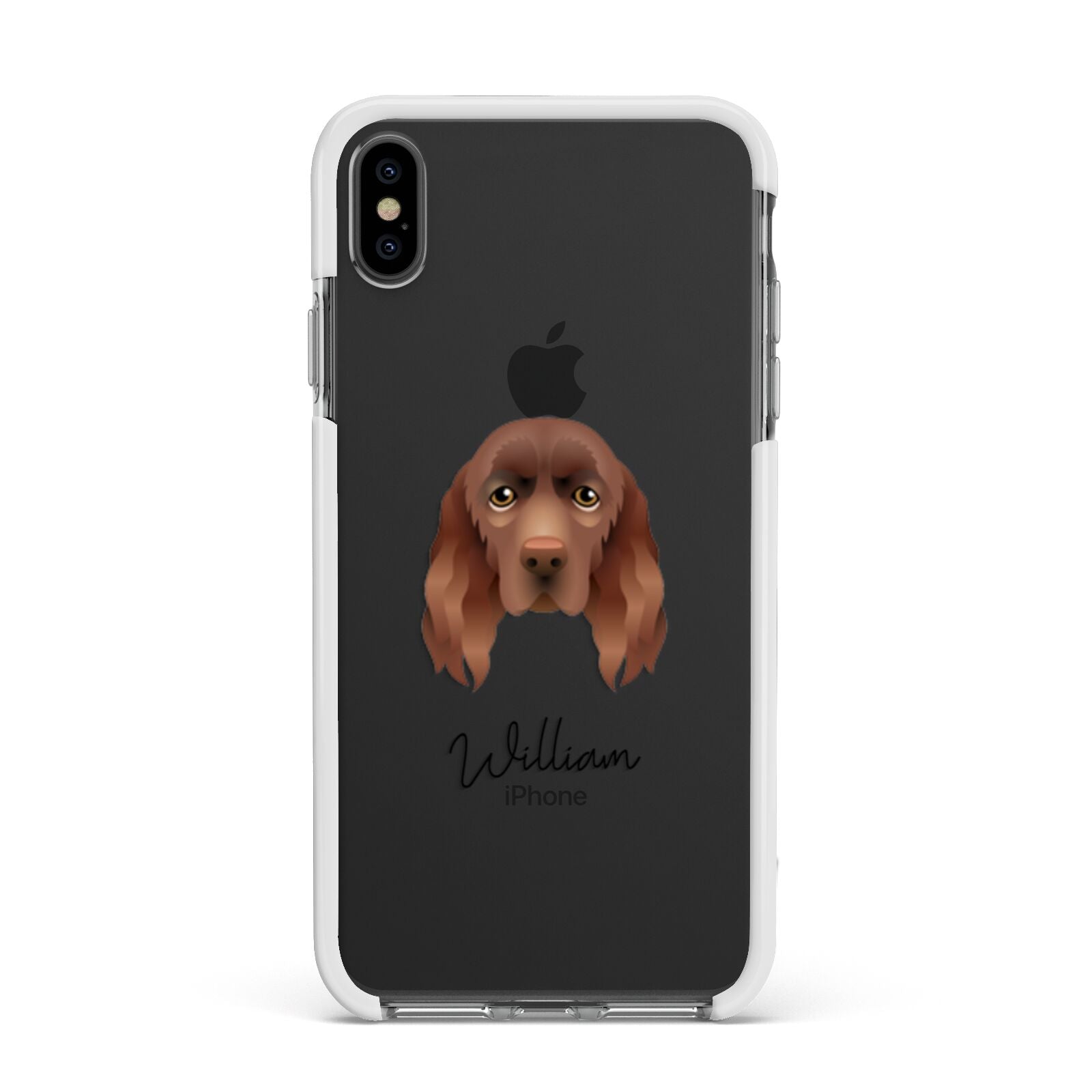 Sussex Spaniel Personalised Apple iPhone Xs Max Impact Case White Edge on Black Phone