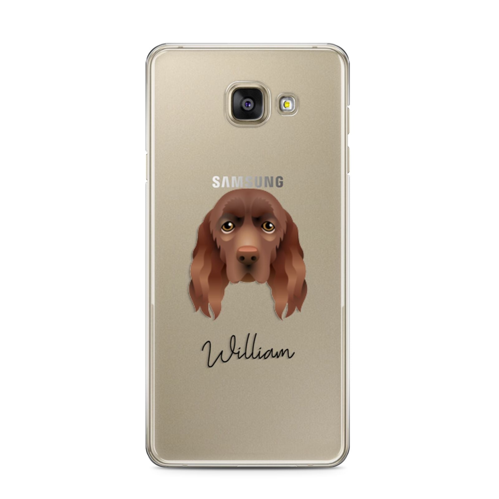 Sussex Spaniel Personalised Samsung Galaxy A3 2016 Case on gold phone