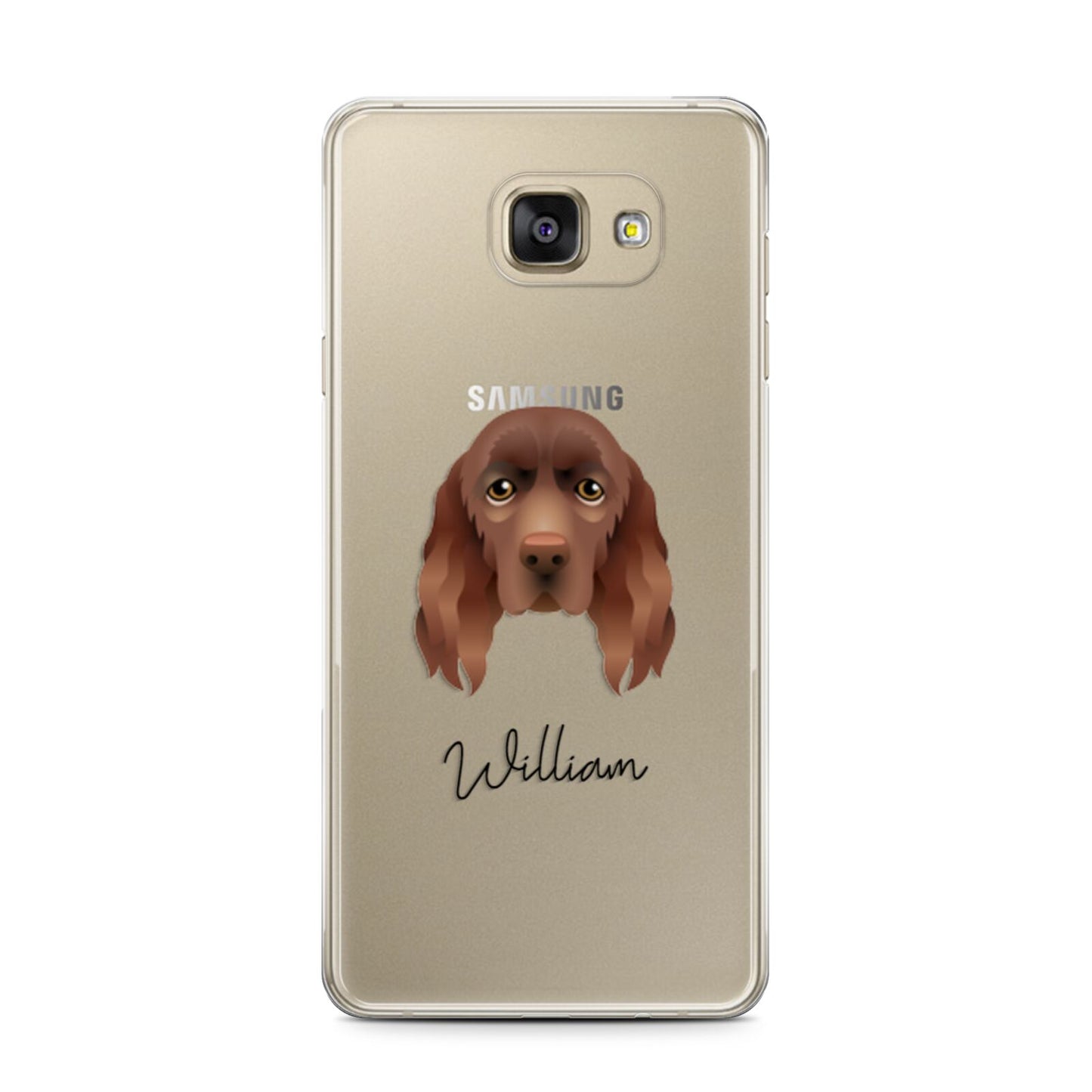 Sussex Spaniel Personalised Samsung Galaxy A7 2016 Case on gold phone