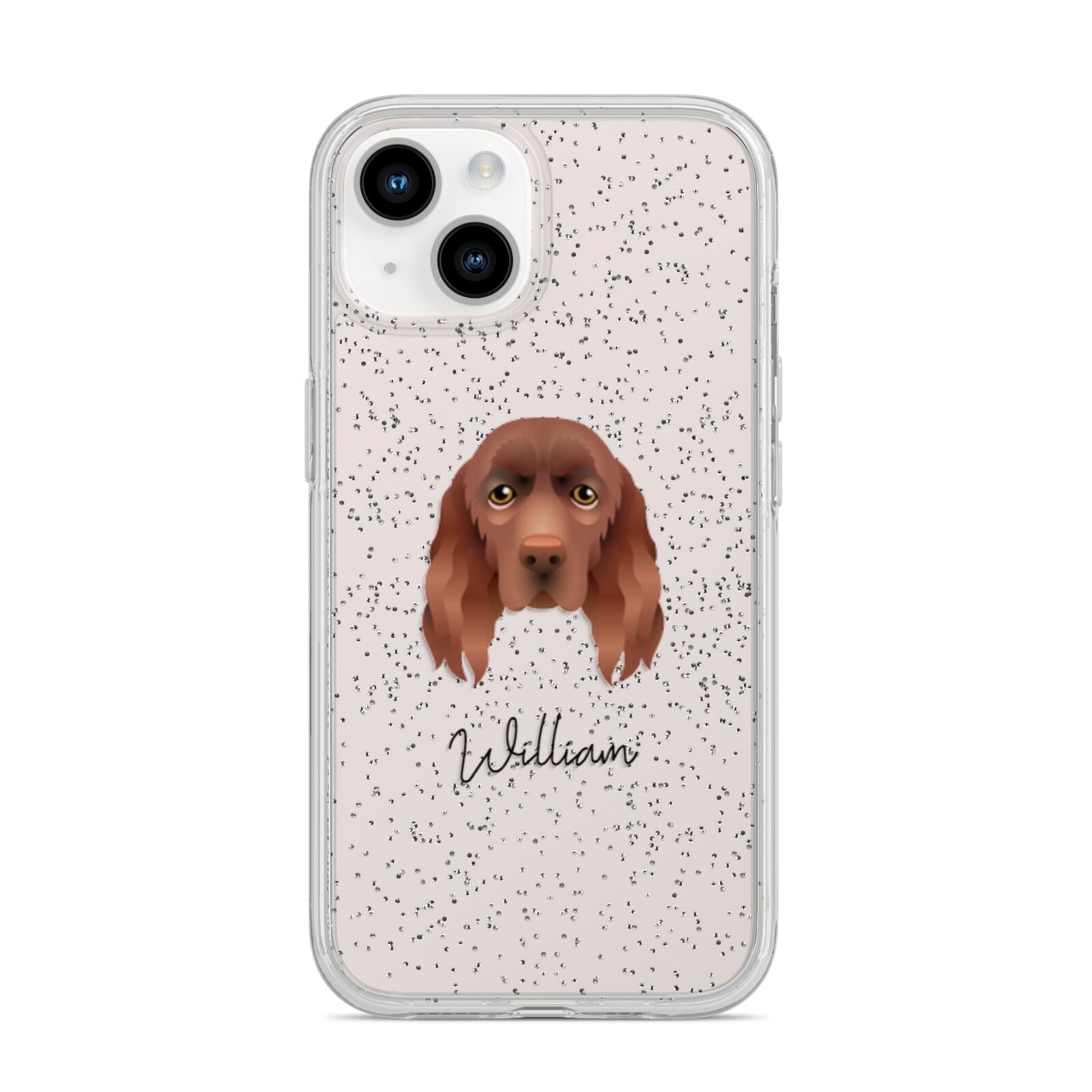 Sussex Spaniel Personalised iPhone 14 Glitter Tough Case Starlight