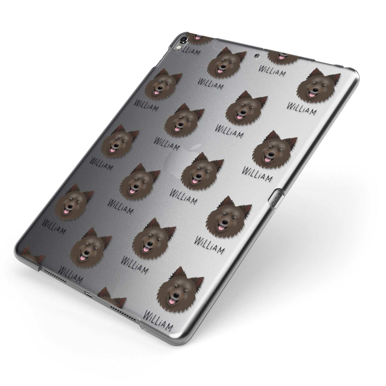 Swedish Lapphund Icon with Name Apple iPad Case on Grey iPad Side View