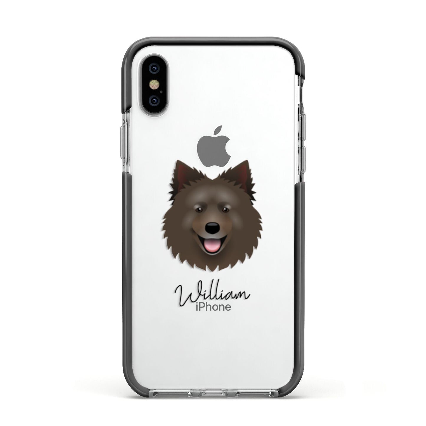 Swedish Lapphund Personalised Apple iPhone Xs Impact Case Black Edge on Silver Phone