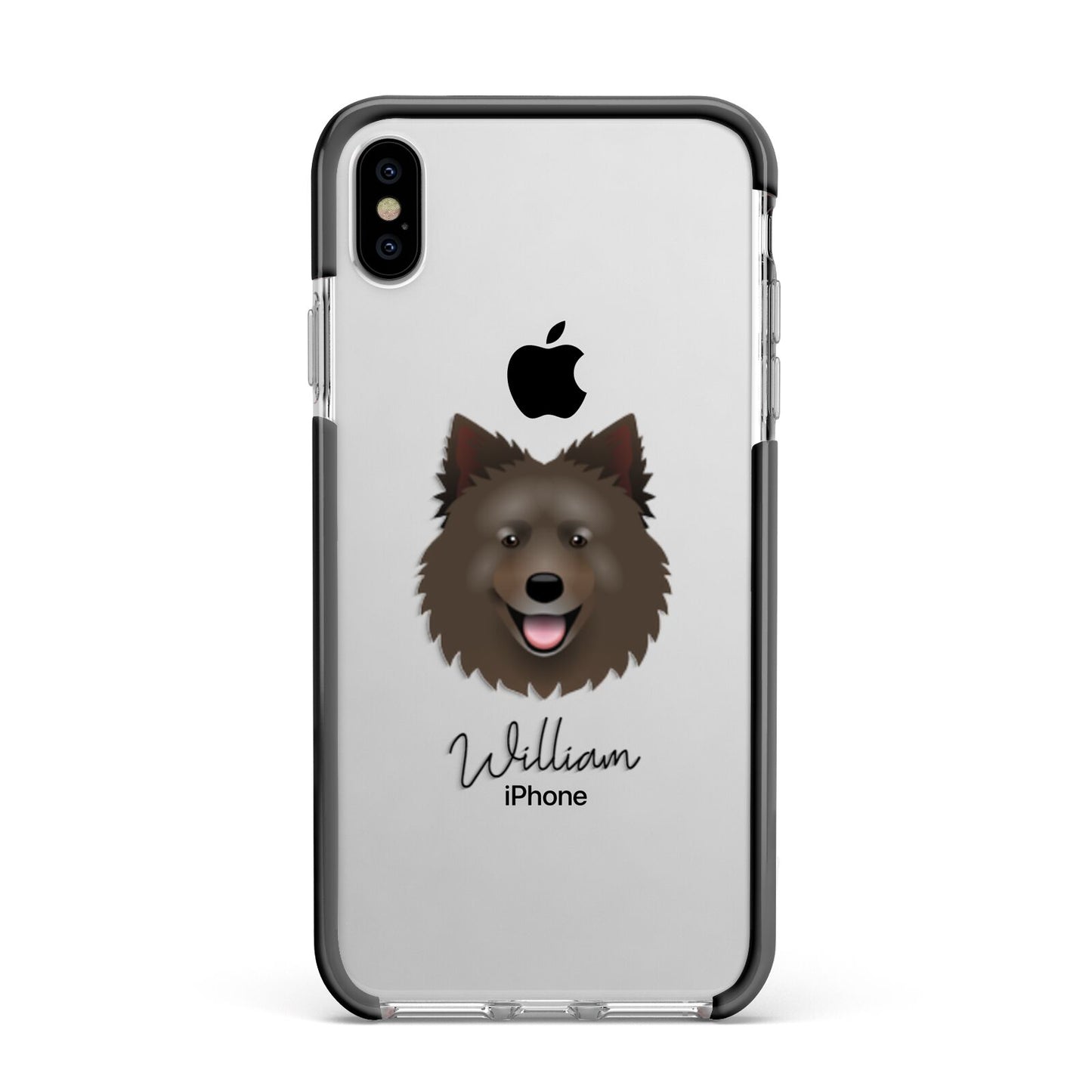 Swedish Lapphund Personalised Apple iPhone Xs Max Impact Case Black Edge on Silver Phone