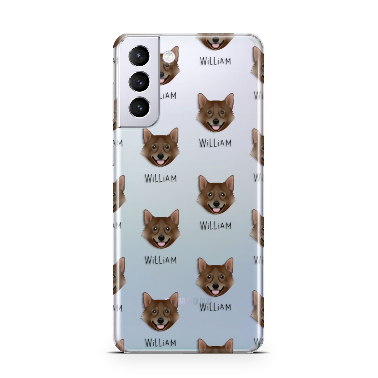 Swedish Vallhund Icon with Name Samsung S21 Plus Phone Case