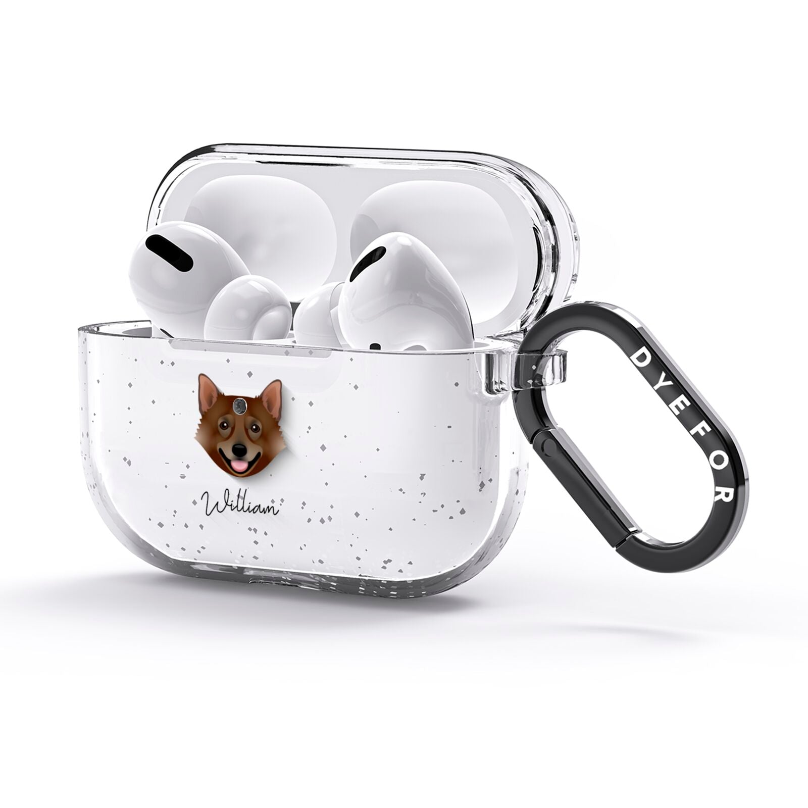 Swedish Vallhund Personalised AirPods Glitter Case 3rd Gen Side Image