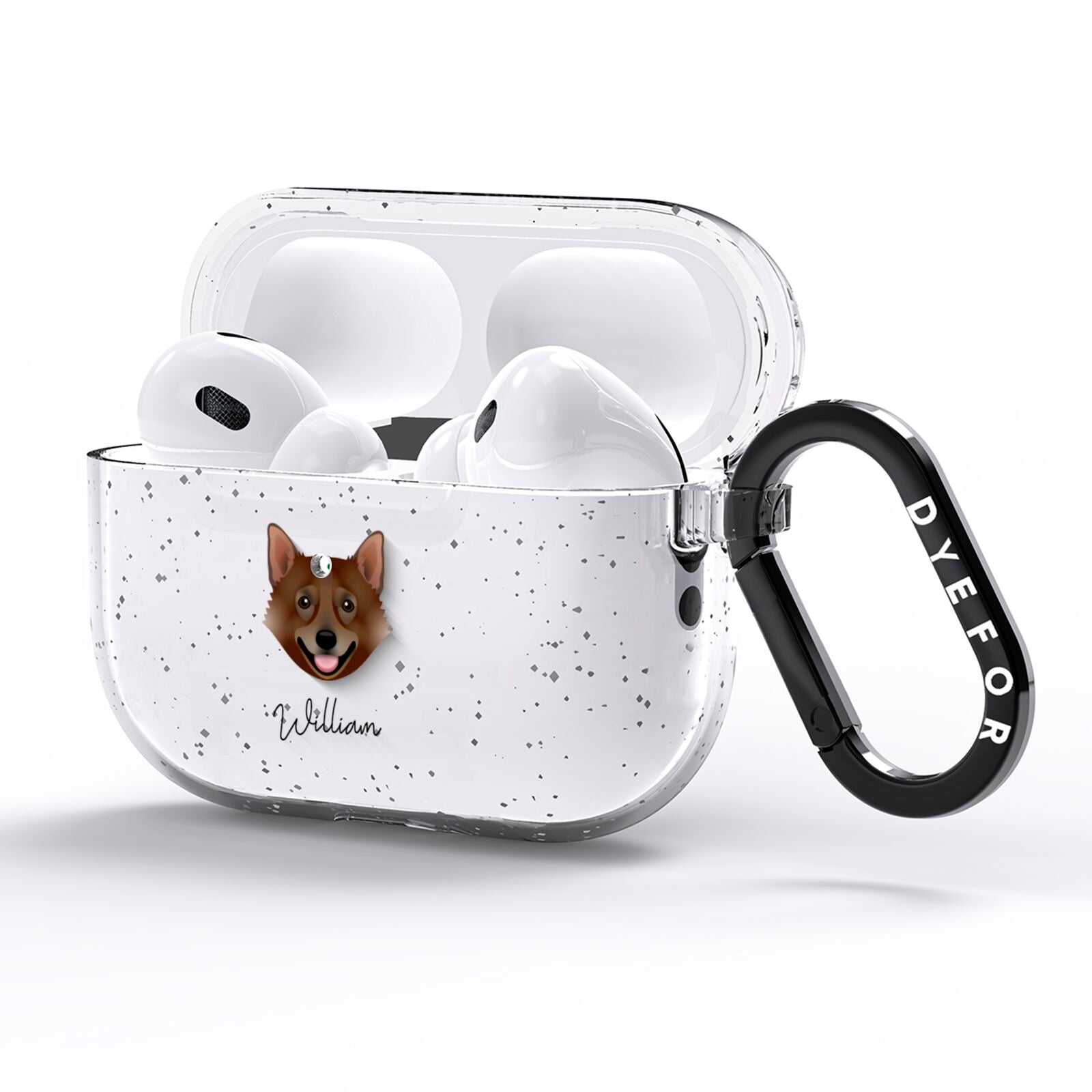 Swedish Vallhund Personalised AirPods Pro Glitter Case Side Image