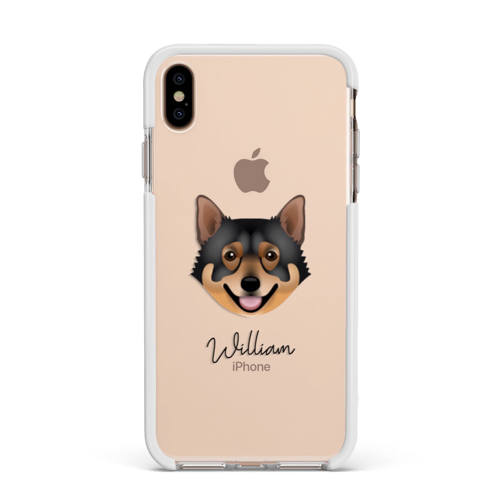 Swedish Vallhund Personalised Apple iPhone Xs Max Impact Case White Edge on Gold Phone