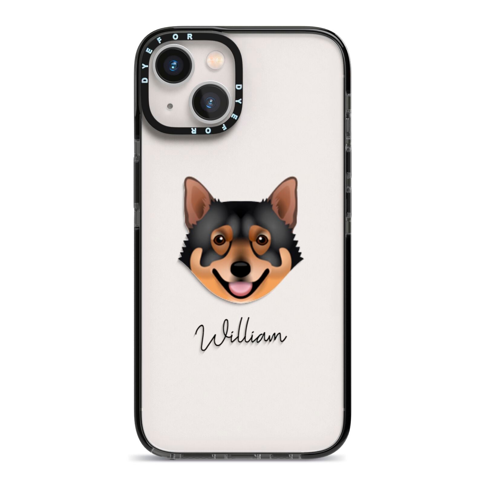 Swedish Vallhund Personalised iPhone 13 Black Impact Case on Silver phone