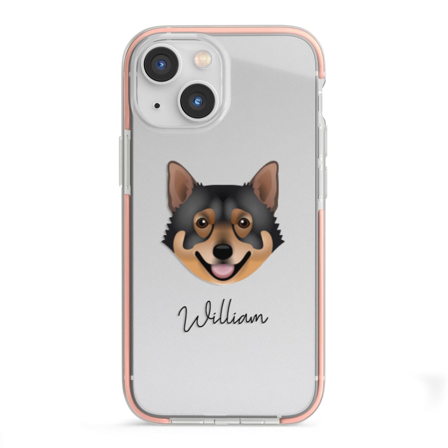 Swedish Vallhund Personalised iPhone 13 Mini TPU Impact Case with Pink Edges