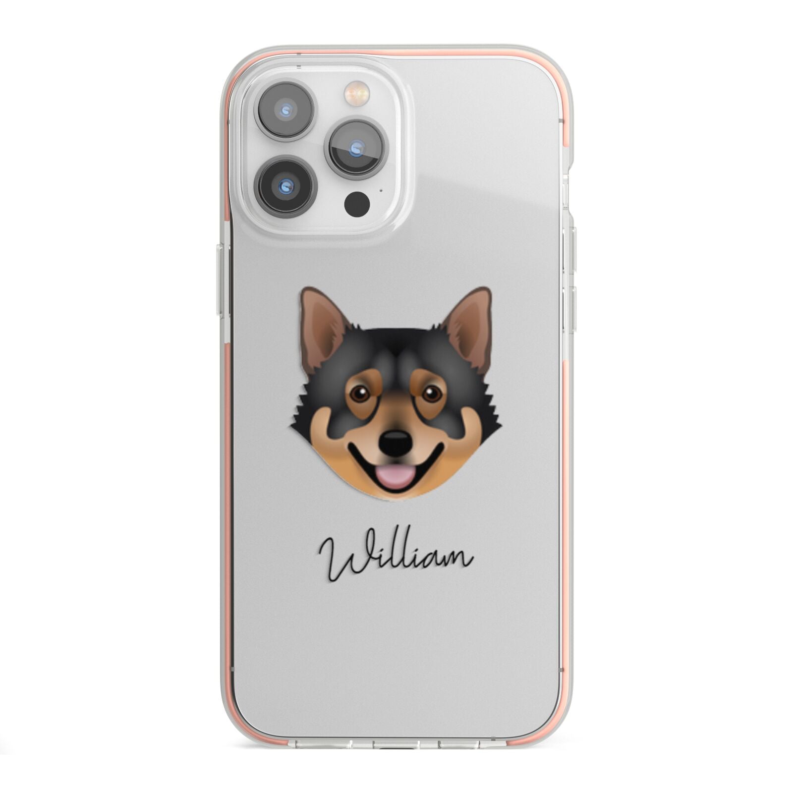 Swedish Vallhund Personalised iPhone 13 Pro Max TPU Impact Case with Pink Edges