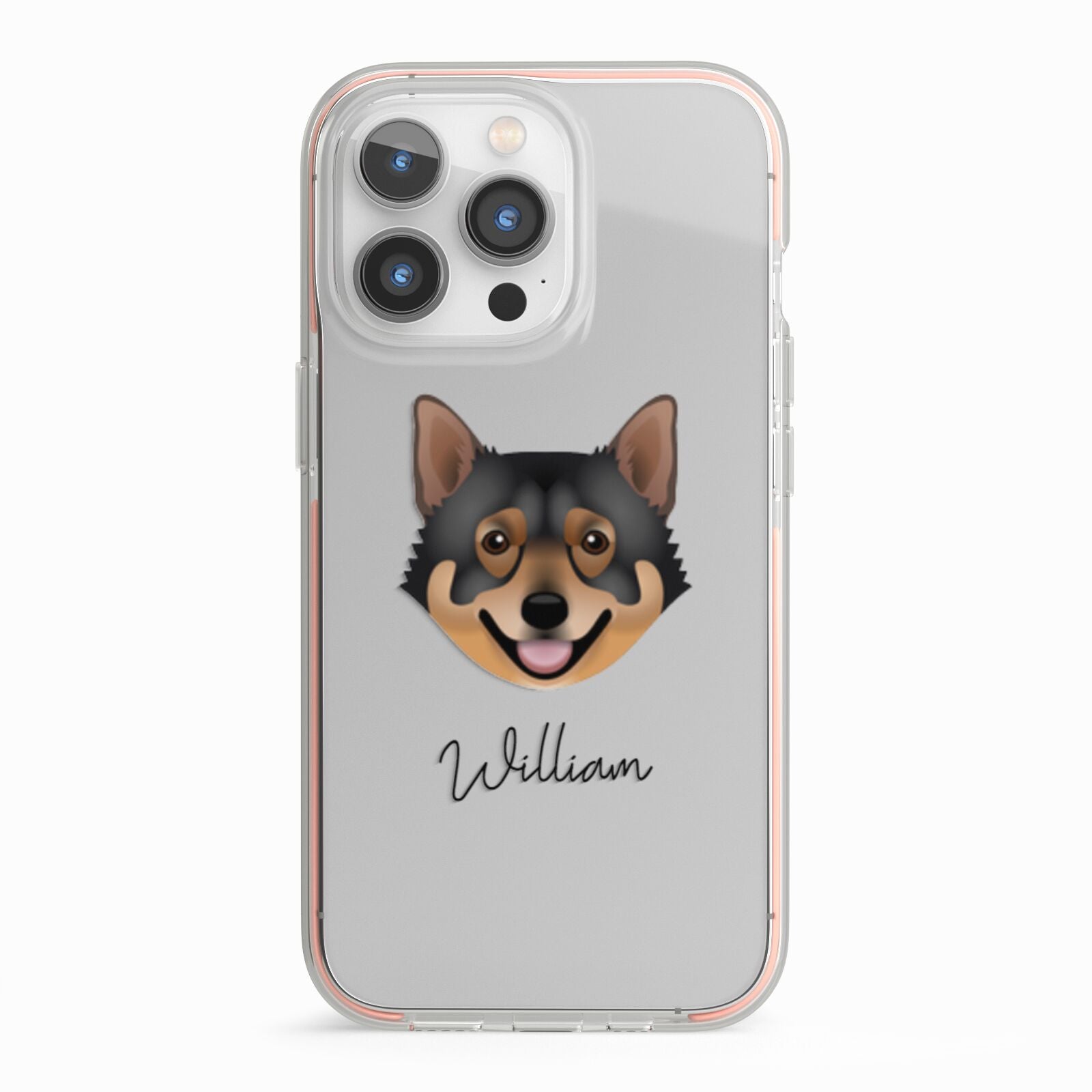 Swedish Vallhund Personalised iPhone 13 Pro TPU Impact Case with Pink Edges