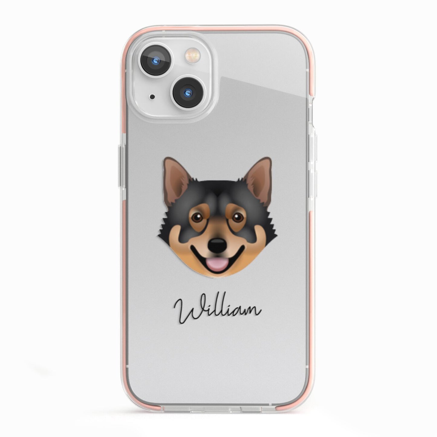 Swedish Vallhund Personalised iPhone 13 TPU Impact Case with Pink Edges