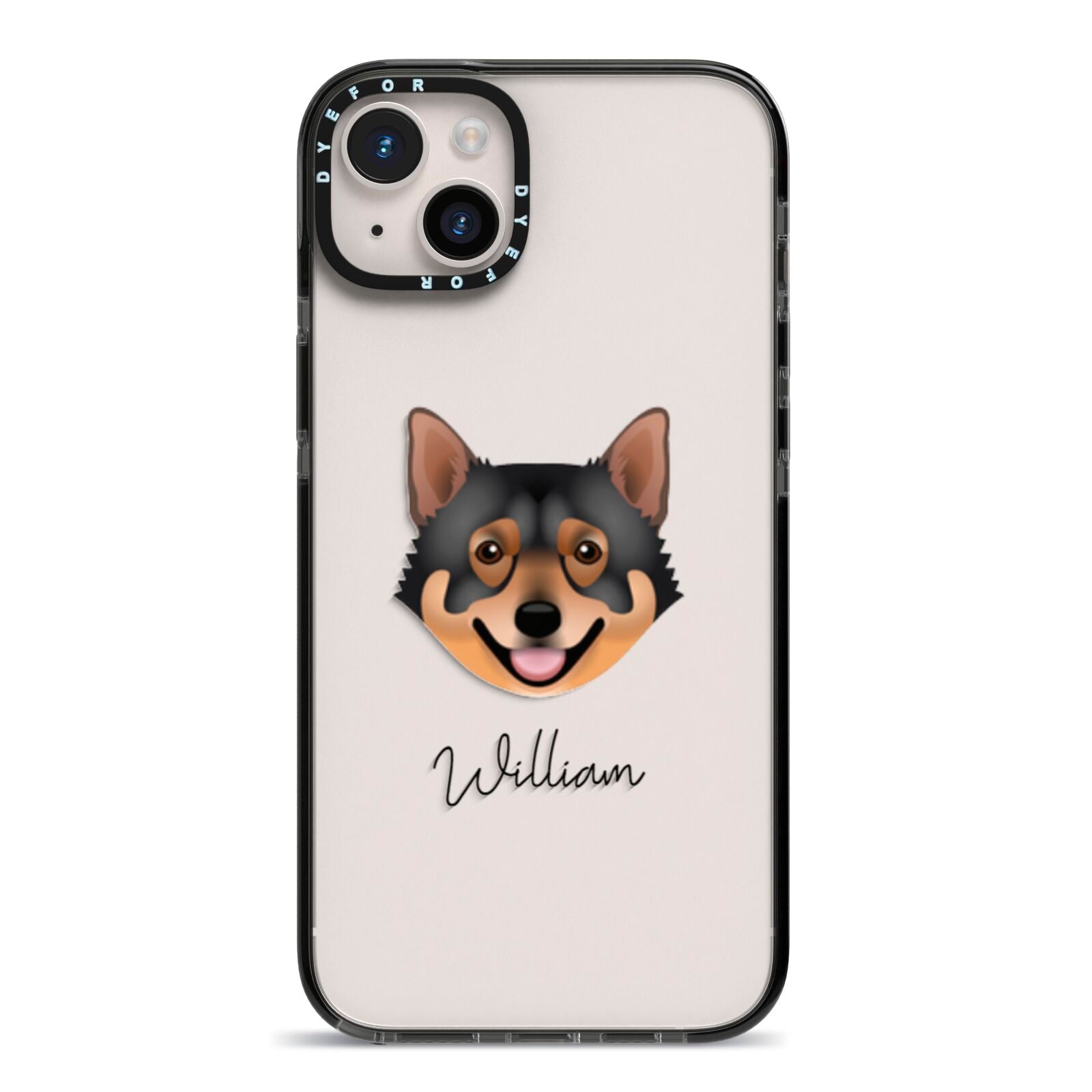 Swedish Vallhund Personalised iPhone 14 Plus Black Impact Case on Silver phone