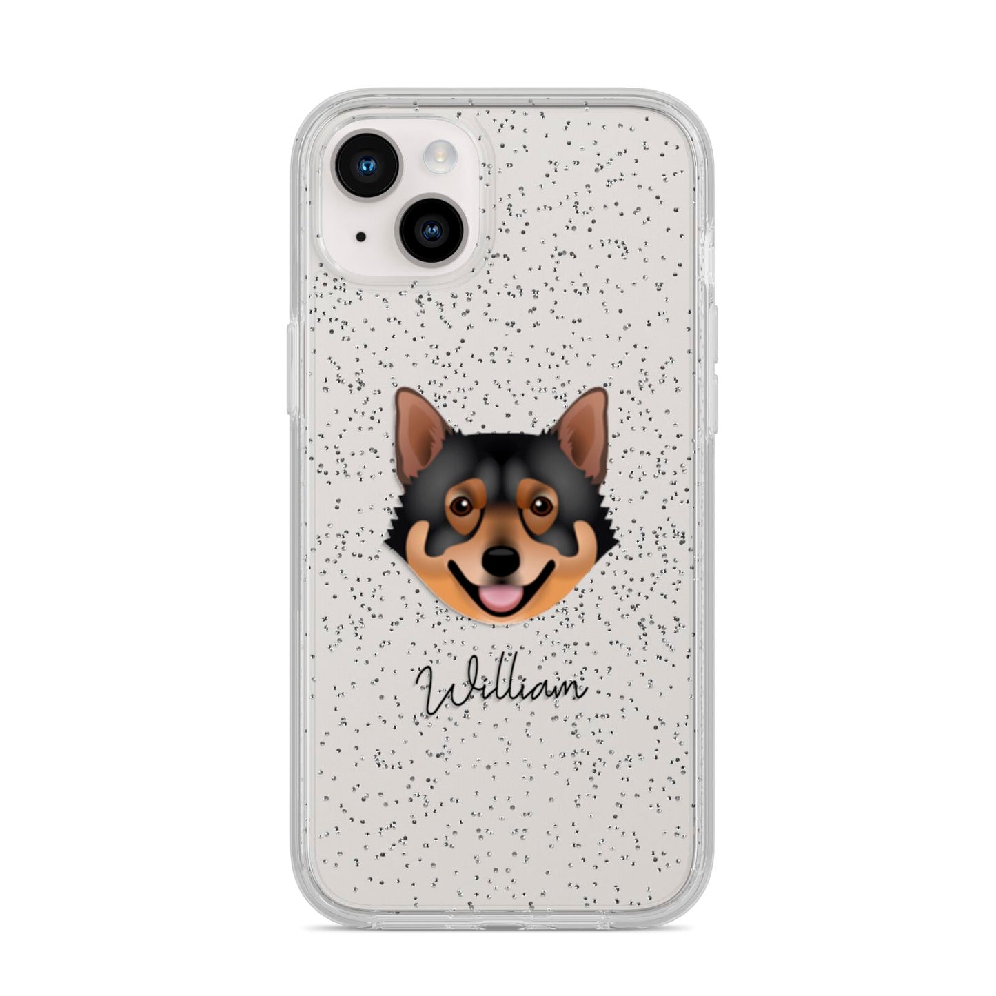 Swedish Vallhund Personalised iPhone 14 Plus Glitter Tough Case Starlight