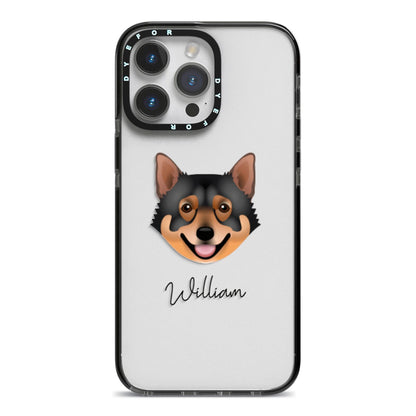 Swedish Vallhund Personalised iPhone 14 Pro Max Black Impact Case on Silver phone