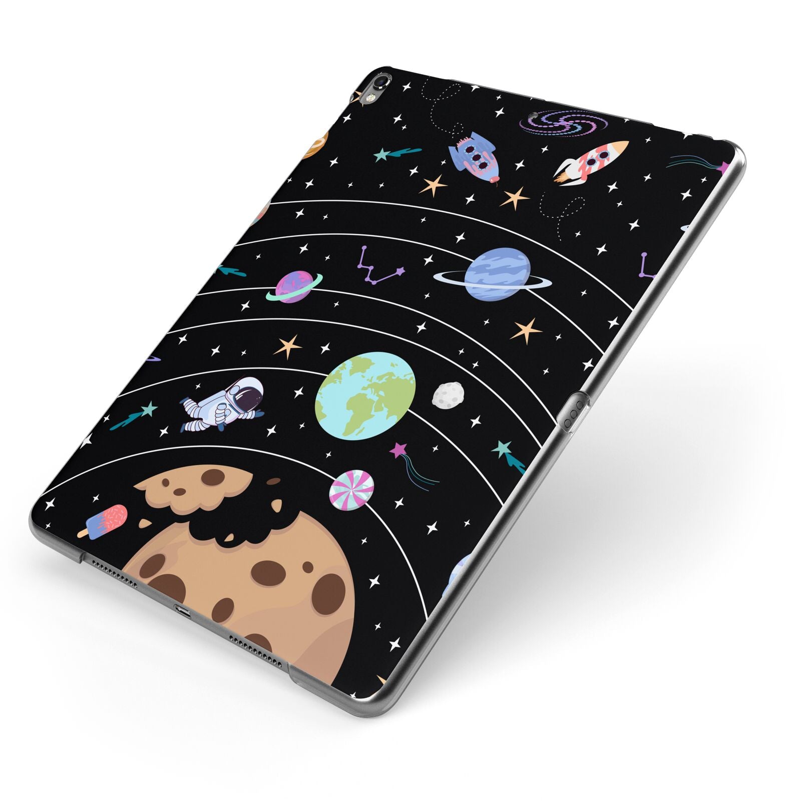 Sweet Celestial Scene Apple iPad Case on Grey iPad Side View