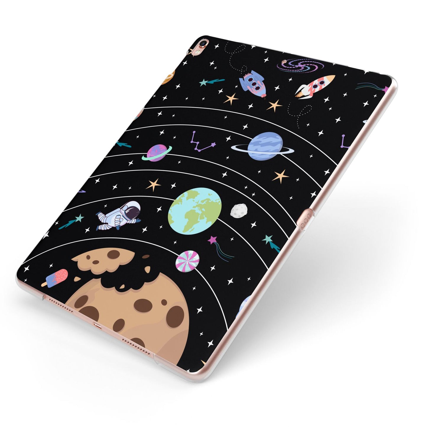 Sweet Celestial Scene Apple iPad Case on Rose Gold iPad Side View