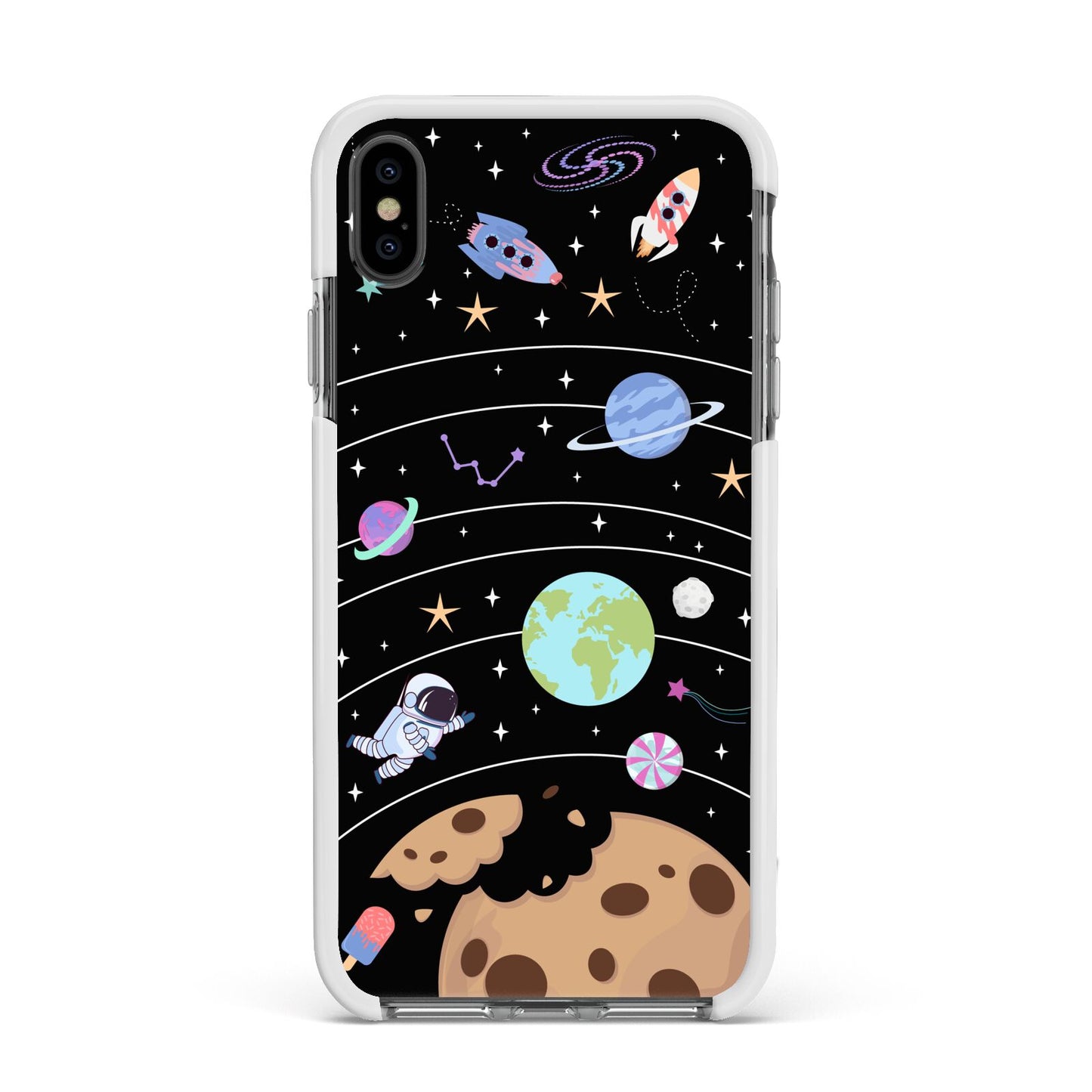 Sweet Celestial Scene Apple iPhone Xs Max Impact Case White Edge on Black Phone