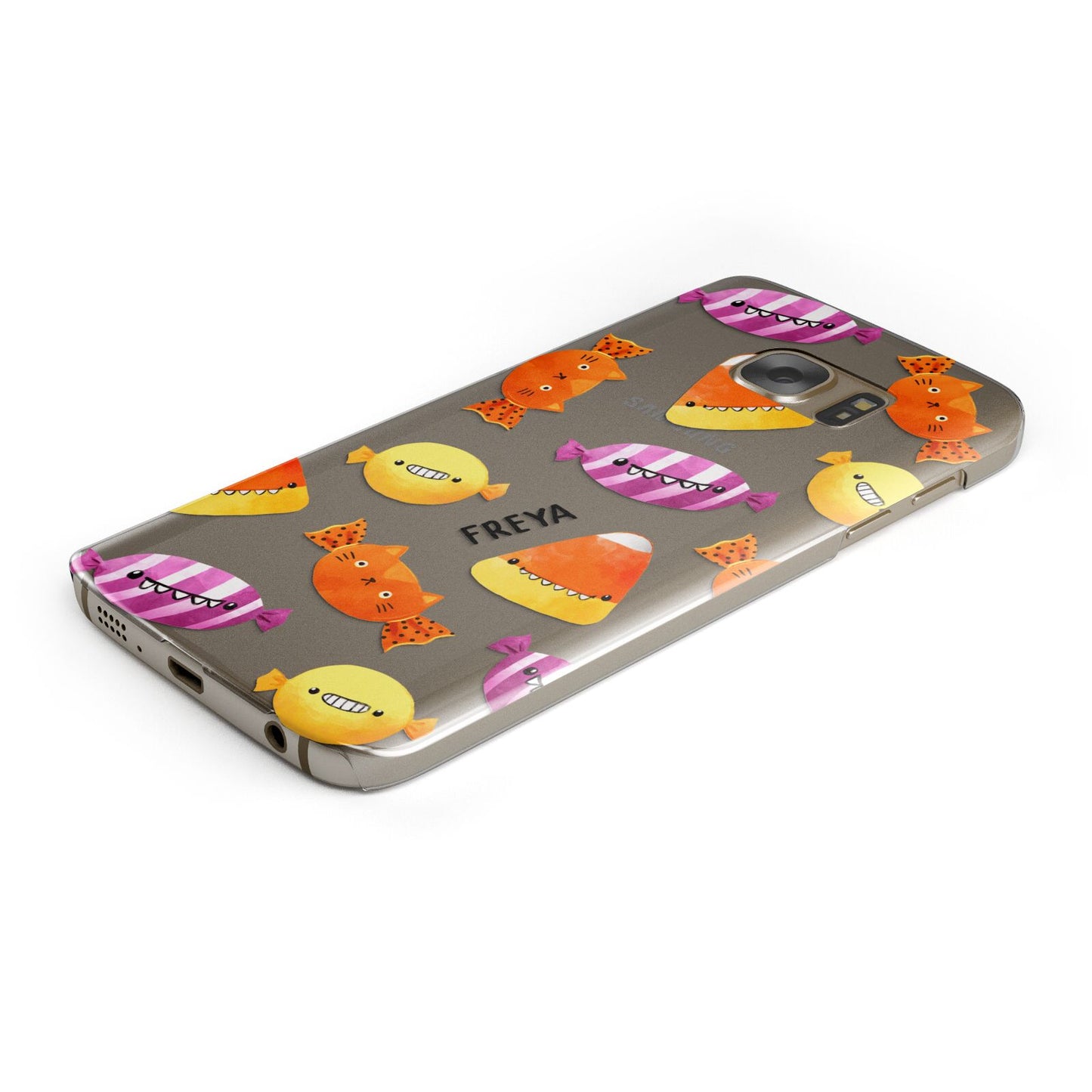 Sweet Faces Halloween Personalised Protective Samsung Galaxy Case Angled Image