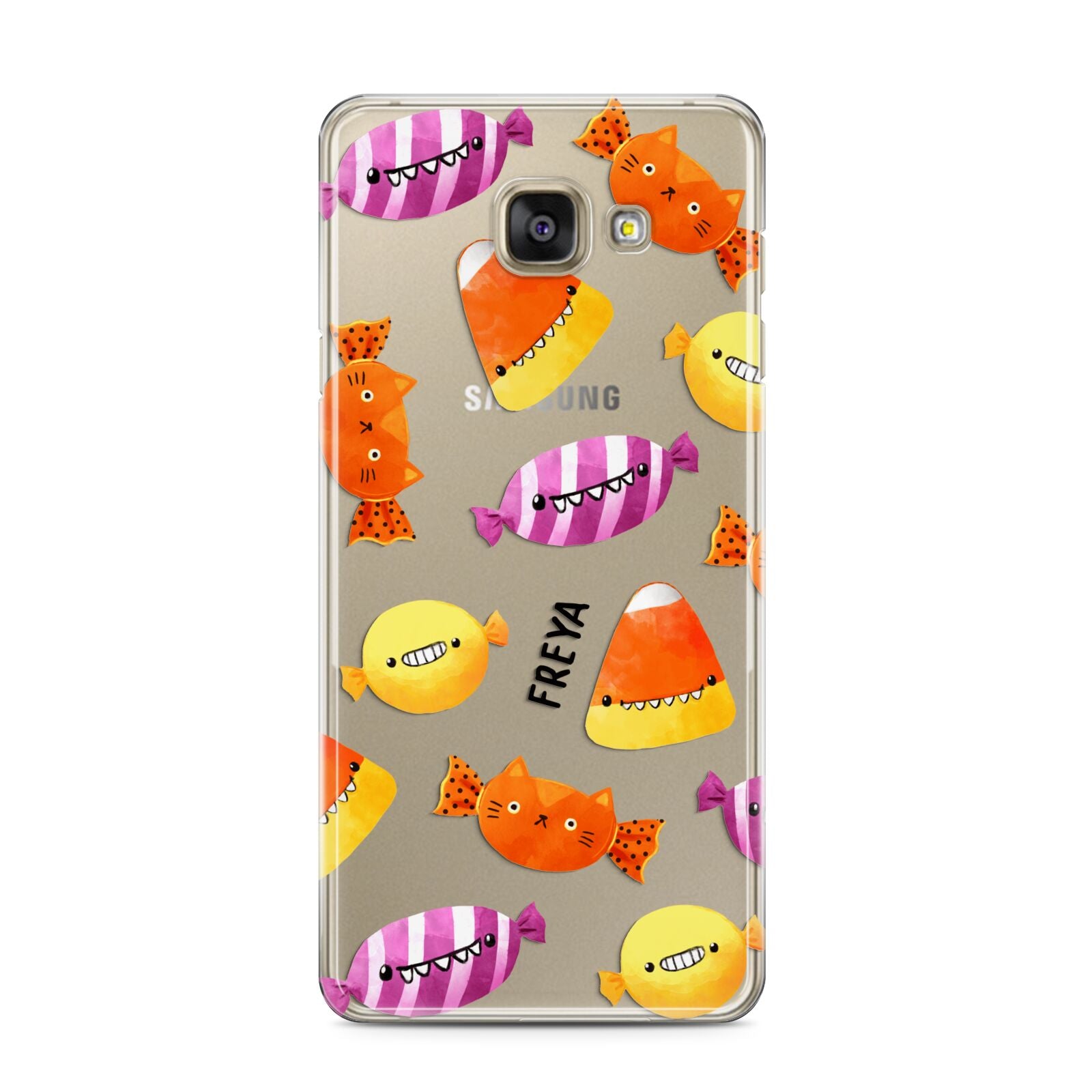 Sweet Faces Halloween Personalised Samsung Galaxy A3 2016 Case on gold phone