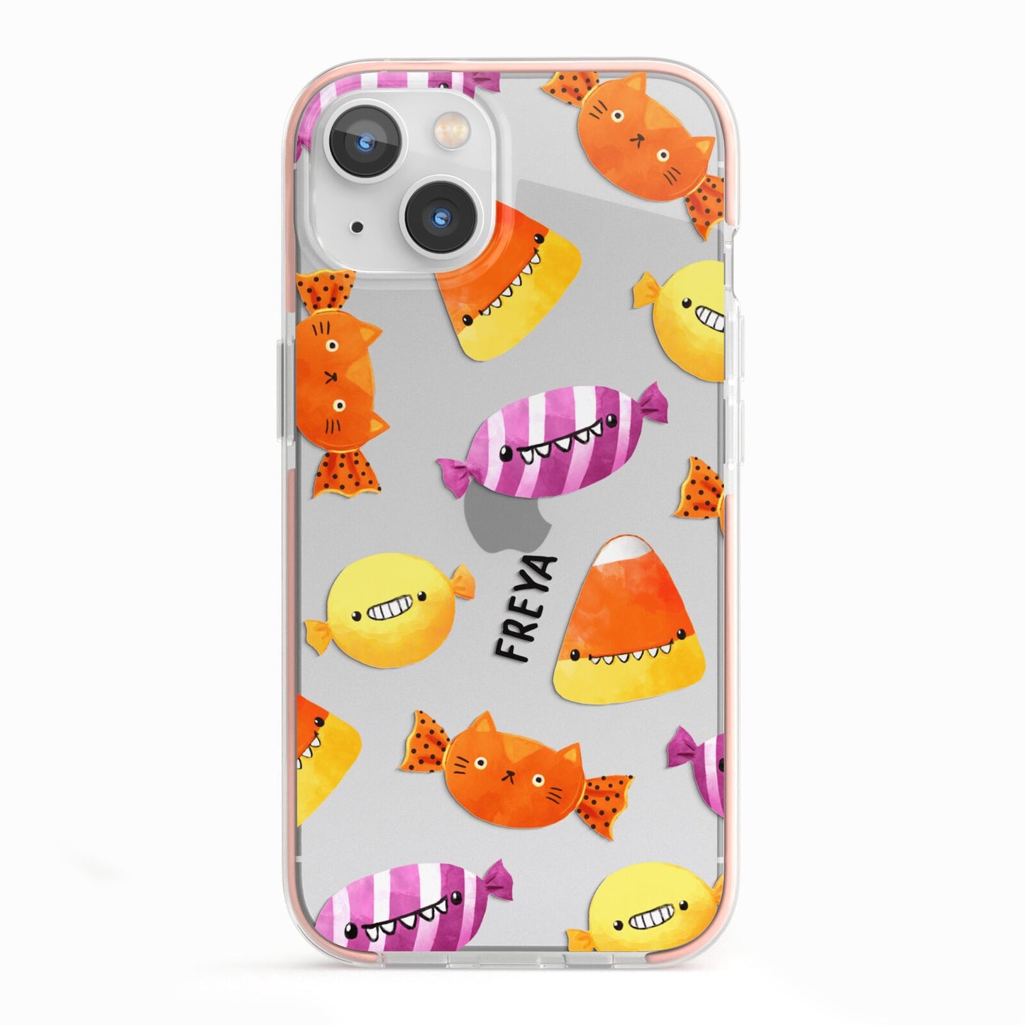 Sweet Faces Halloween Personalised iPhone 13 TPU Impact Case with Pink Edges