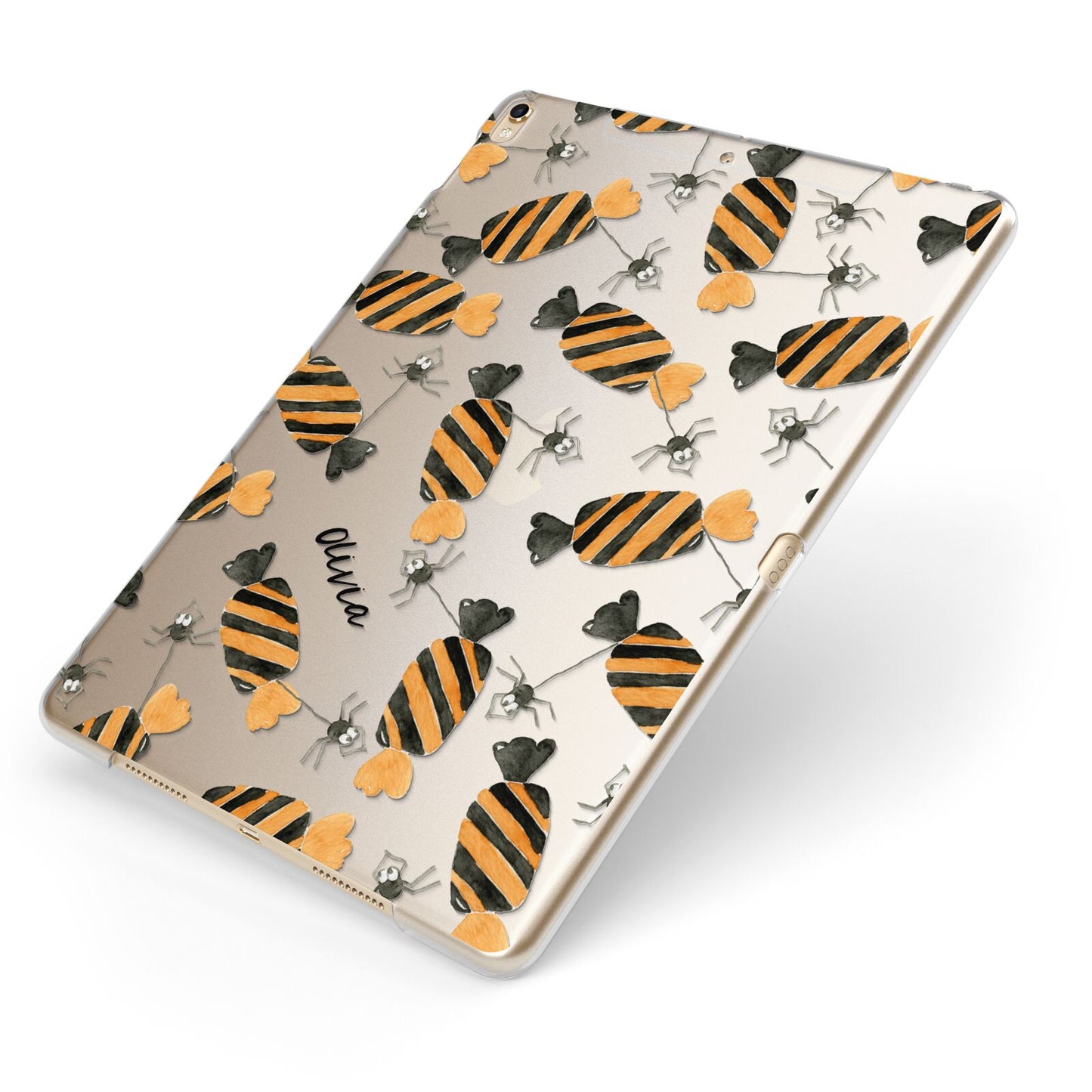 Sweet Spider Halloween Personalised Apple iPad Case on Gold iPad Side View