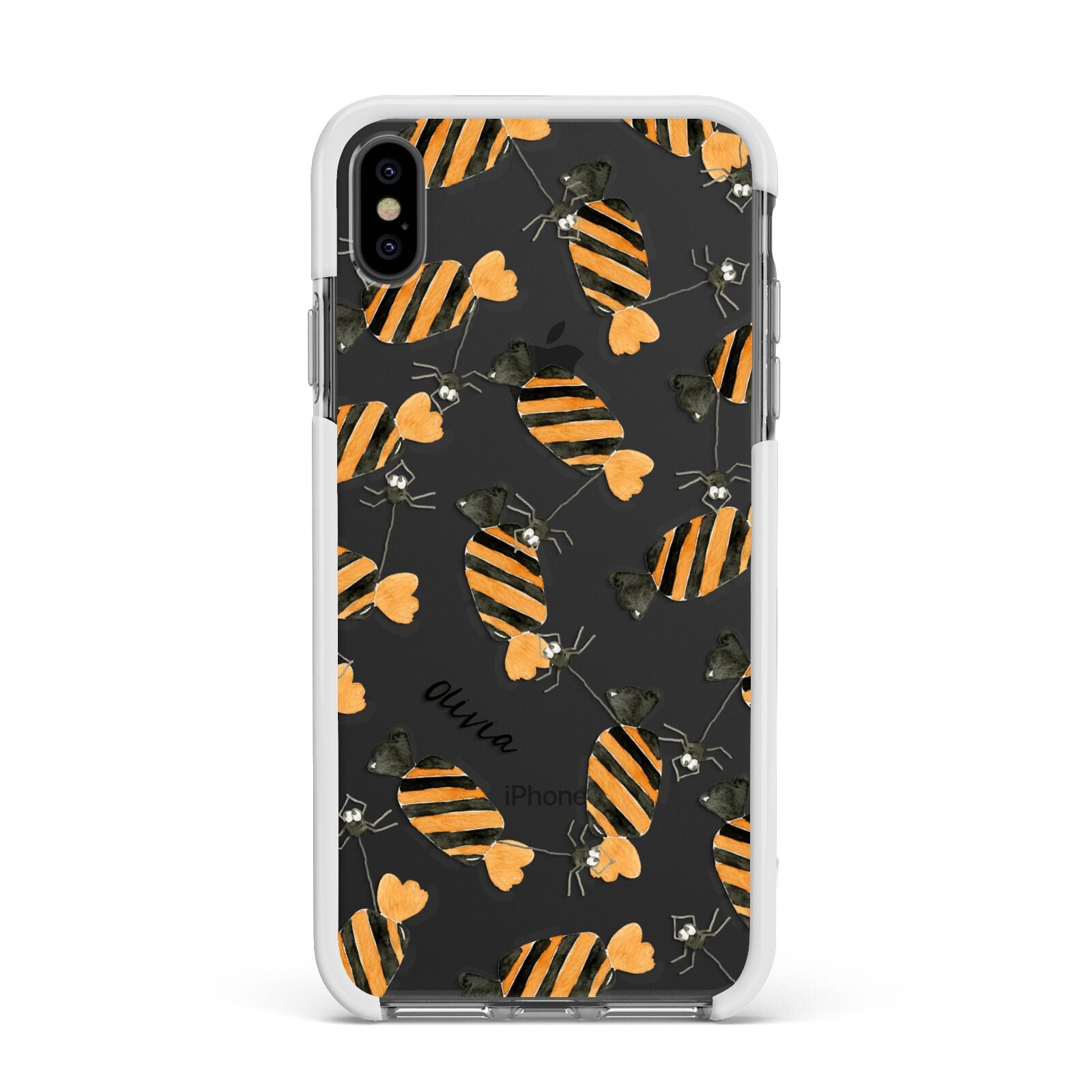 Sweet Spider Halloween Personalised Apple iPhone Xs Max Impact Case White Edge on Black Phone