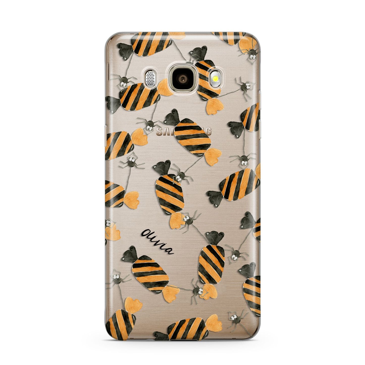 Sweet Spider Halloween Personalised Samsung Galaxy J7 2016 Case on gold phone