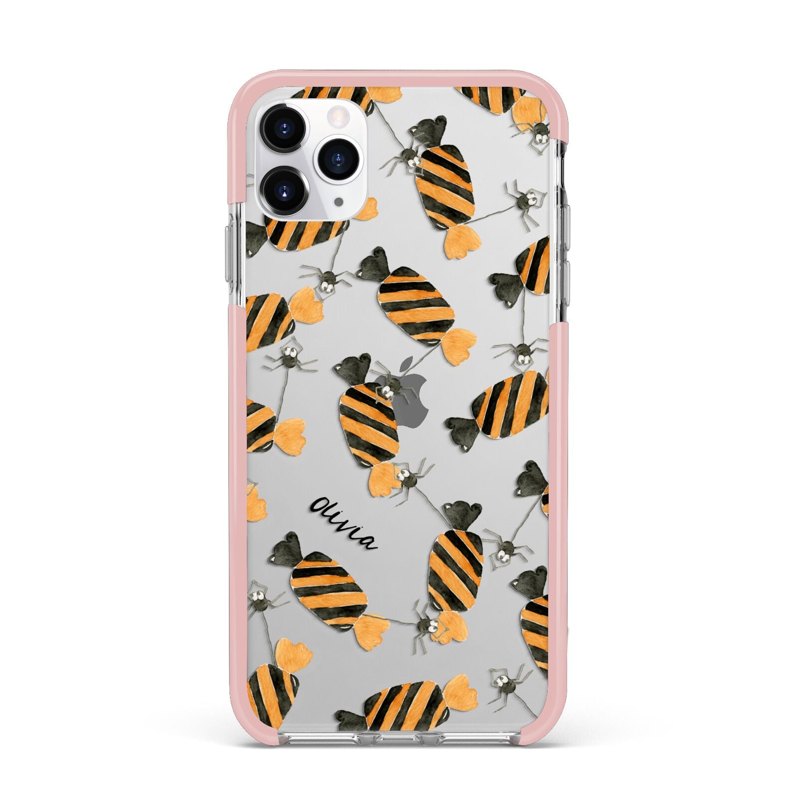 Sweet Spider Halloween Personalised iPhone 11 Pro Max Impact Pink Edge Case