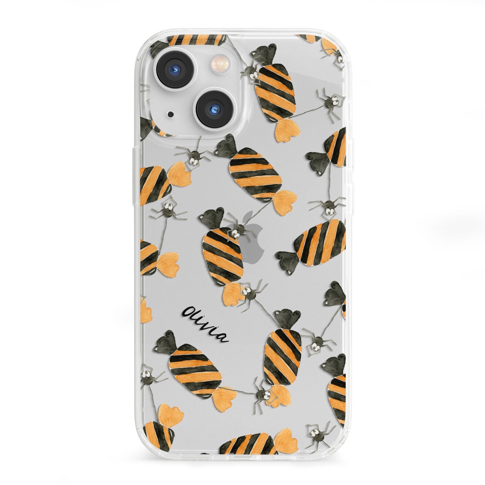 Sweet Spider Halloween Personalised iPhone 13 Mini Clear Bumper Case