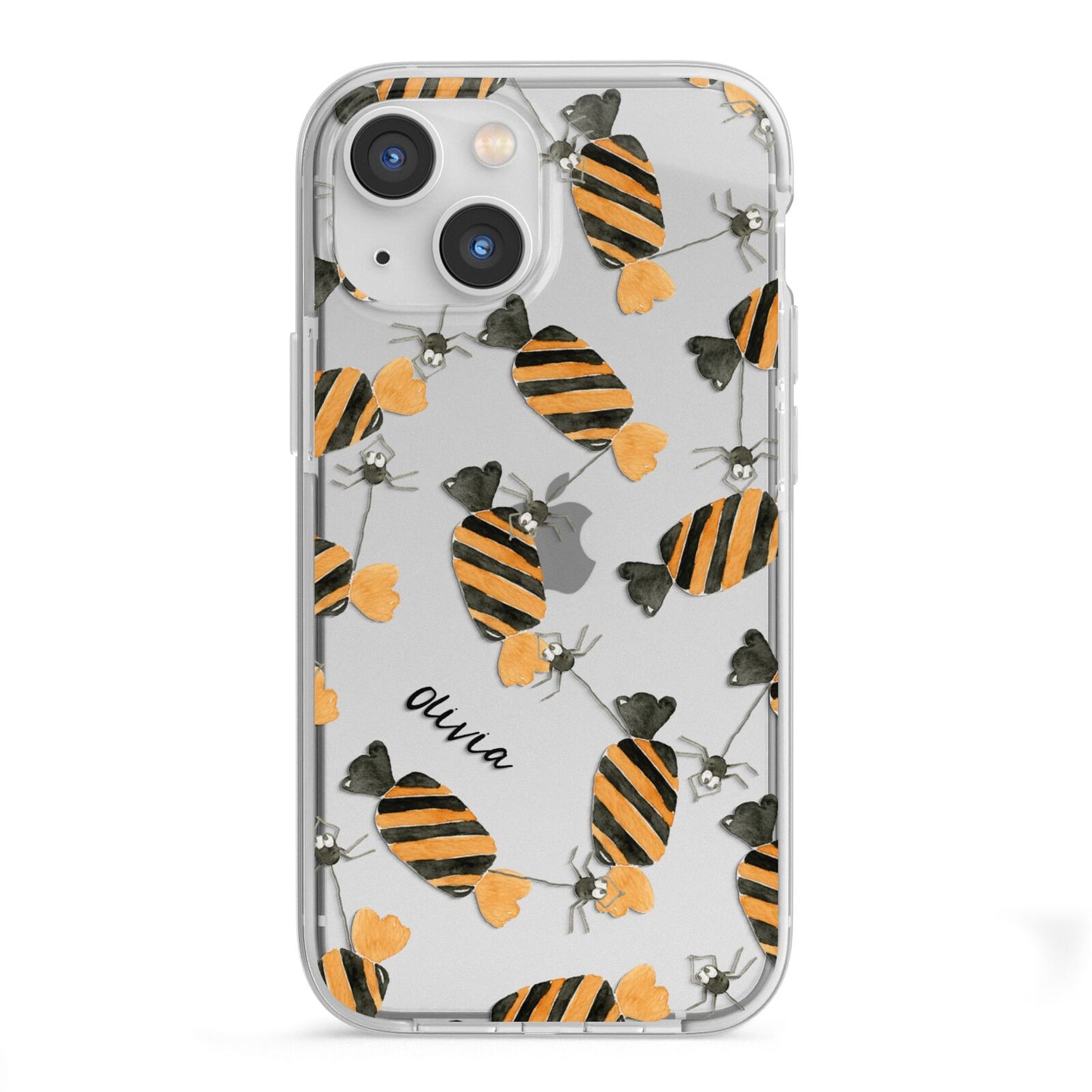 Sweet Spider Halloween Personalised iPhone 13 Mini TPU Impact Case with White Edges