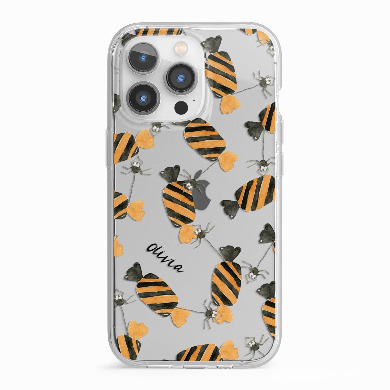 Sweet Spider Halloween Personalised iPhone 13 Pro TPU Impact Case with White Edges