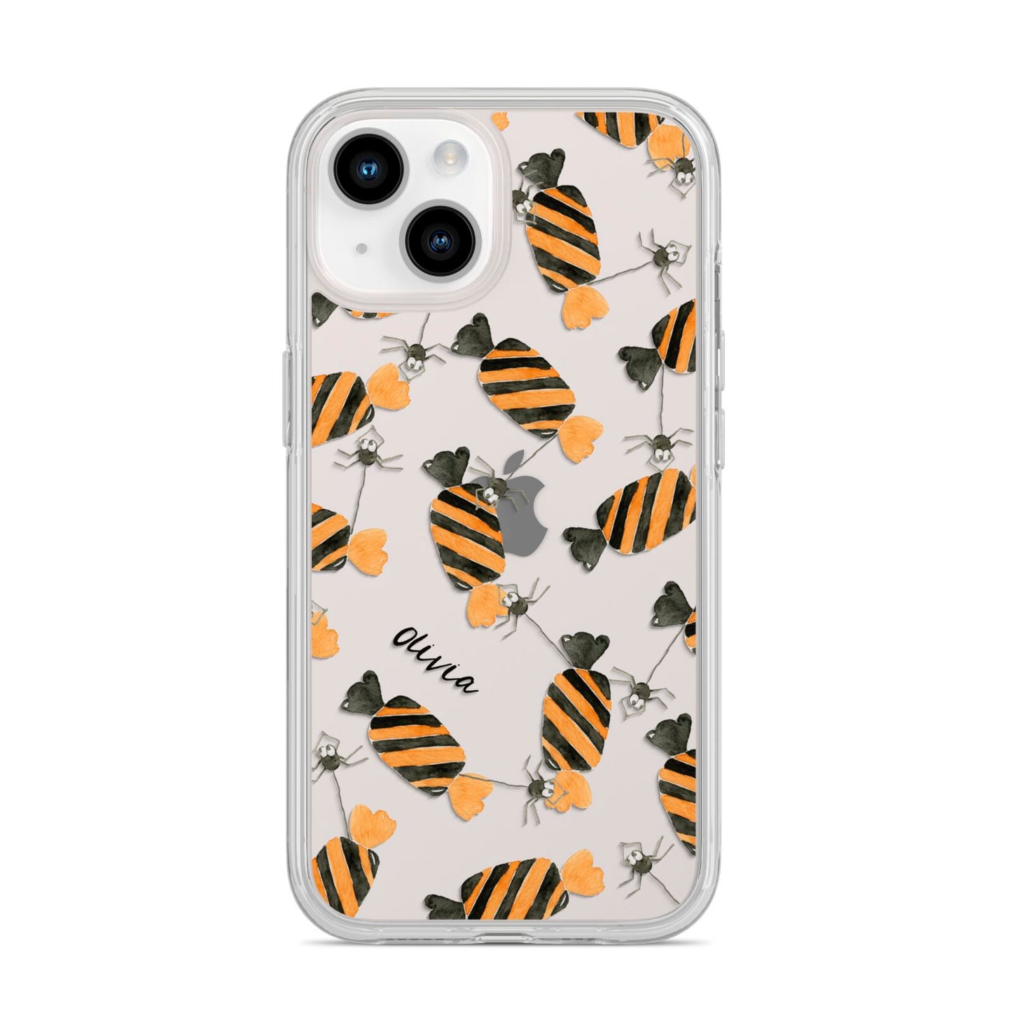 Sweet Spider Halloween Personalised iPhone 14 Clear Tough Case Starlight