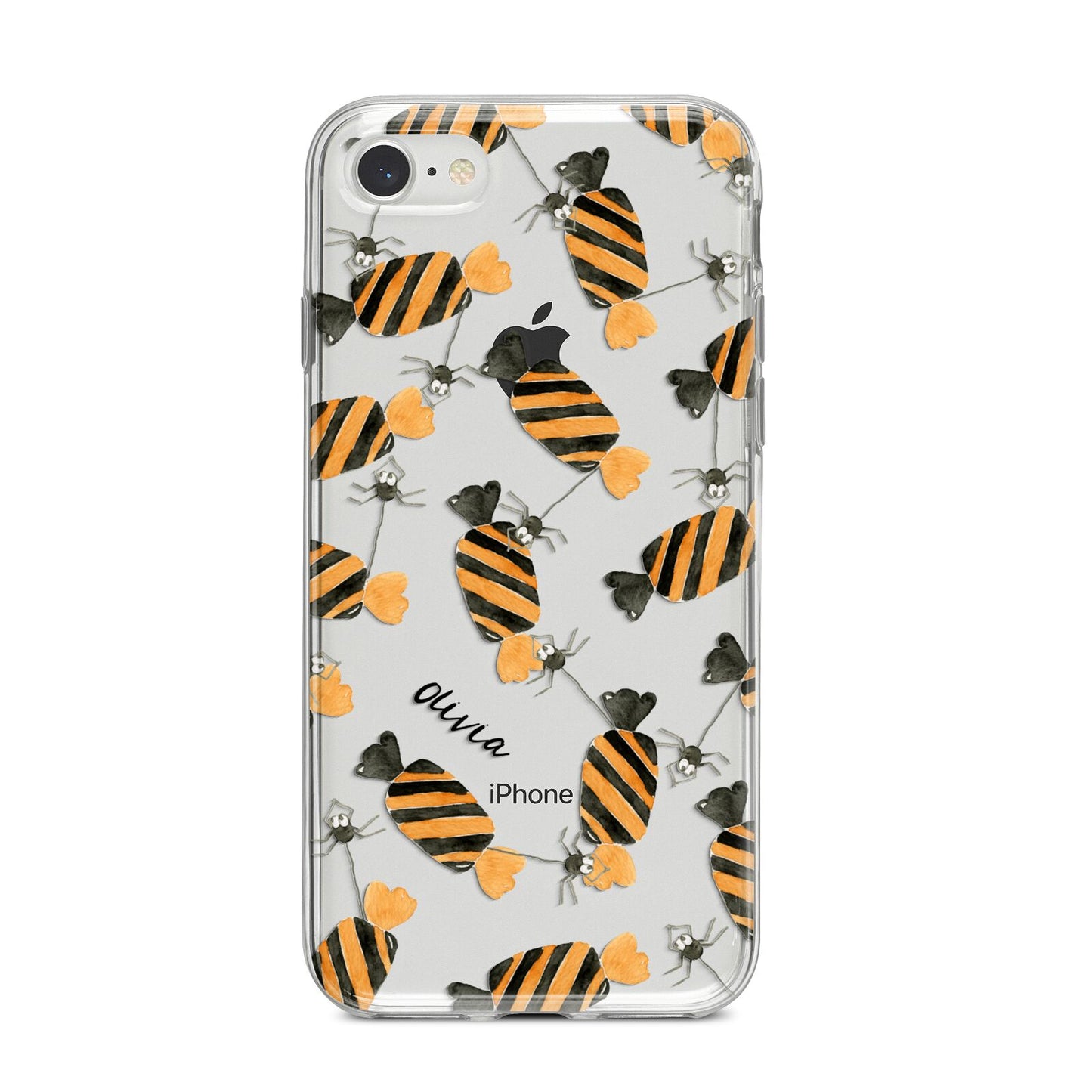 Sweet Spider Halloween Personalised iPhone 8 Bumper Case on Silver iPhone