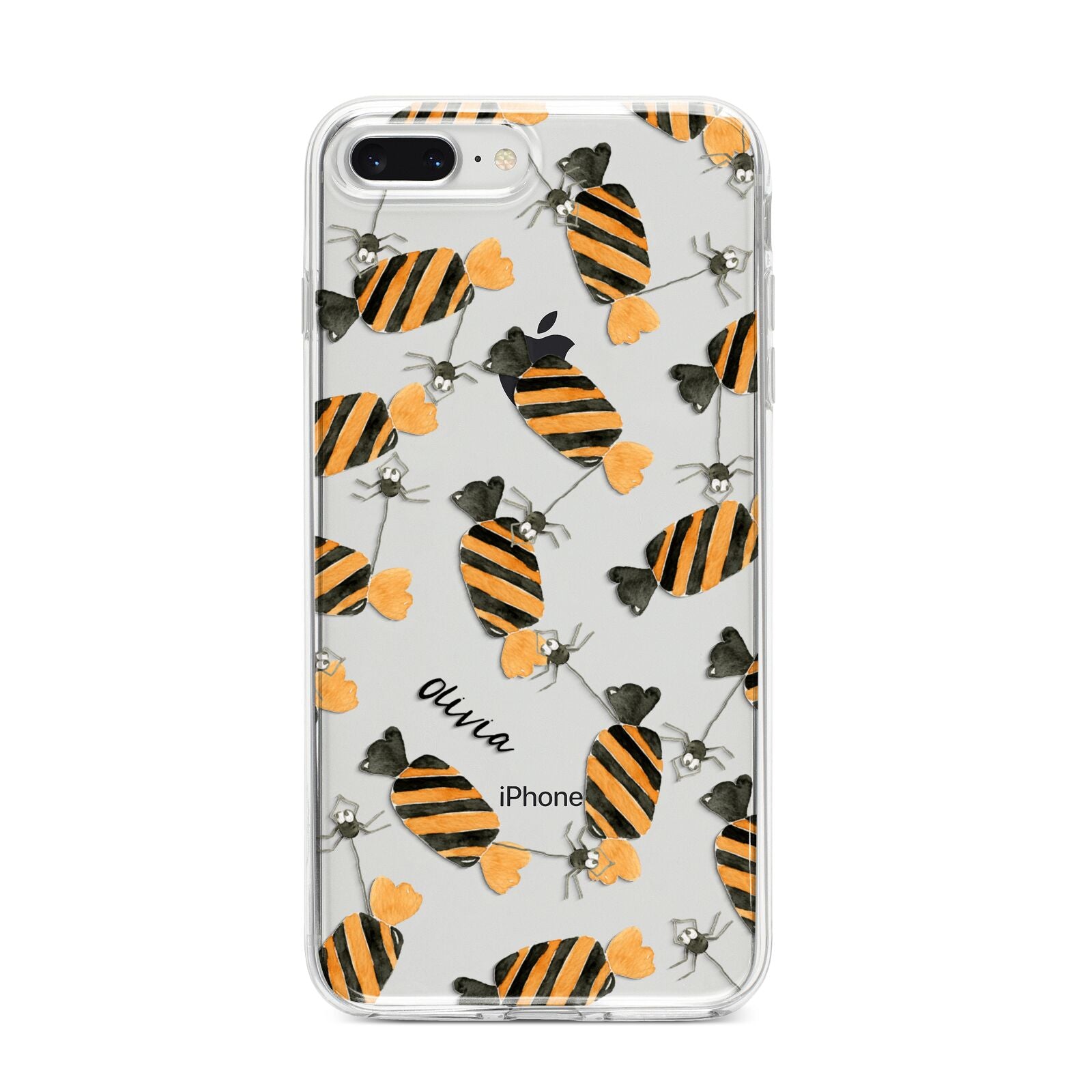 Sweet Spider Halloween Personalised iPhone 8 Plus Bumper Case on Silver iPhone