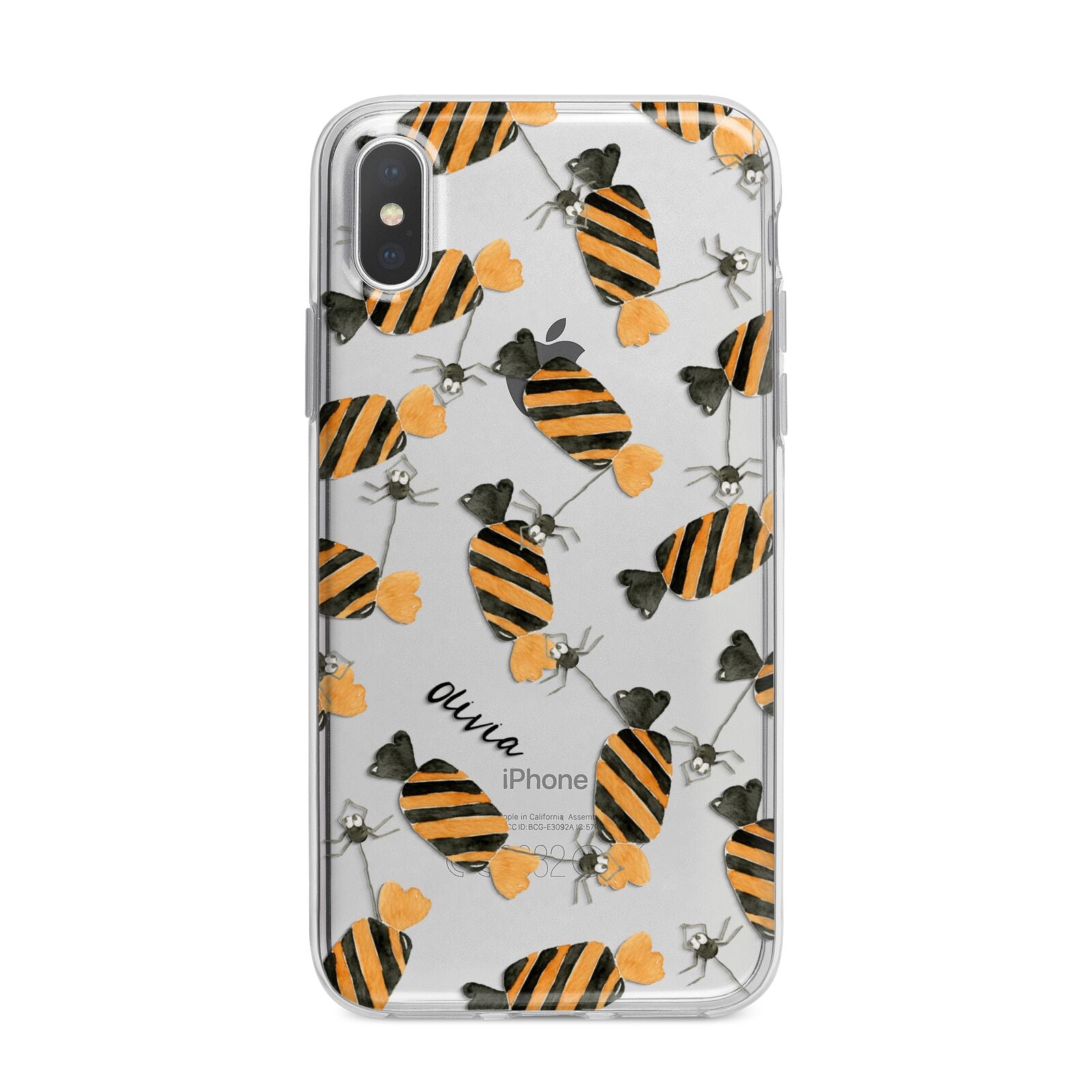 Sweet Spider Halloween Personalised iPhone X Bumper Case on Silver iPhone Alternative Image 1