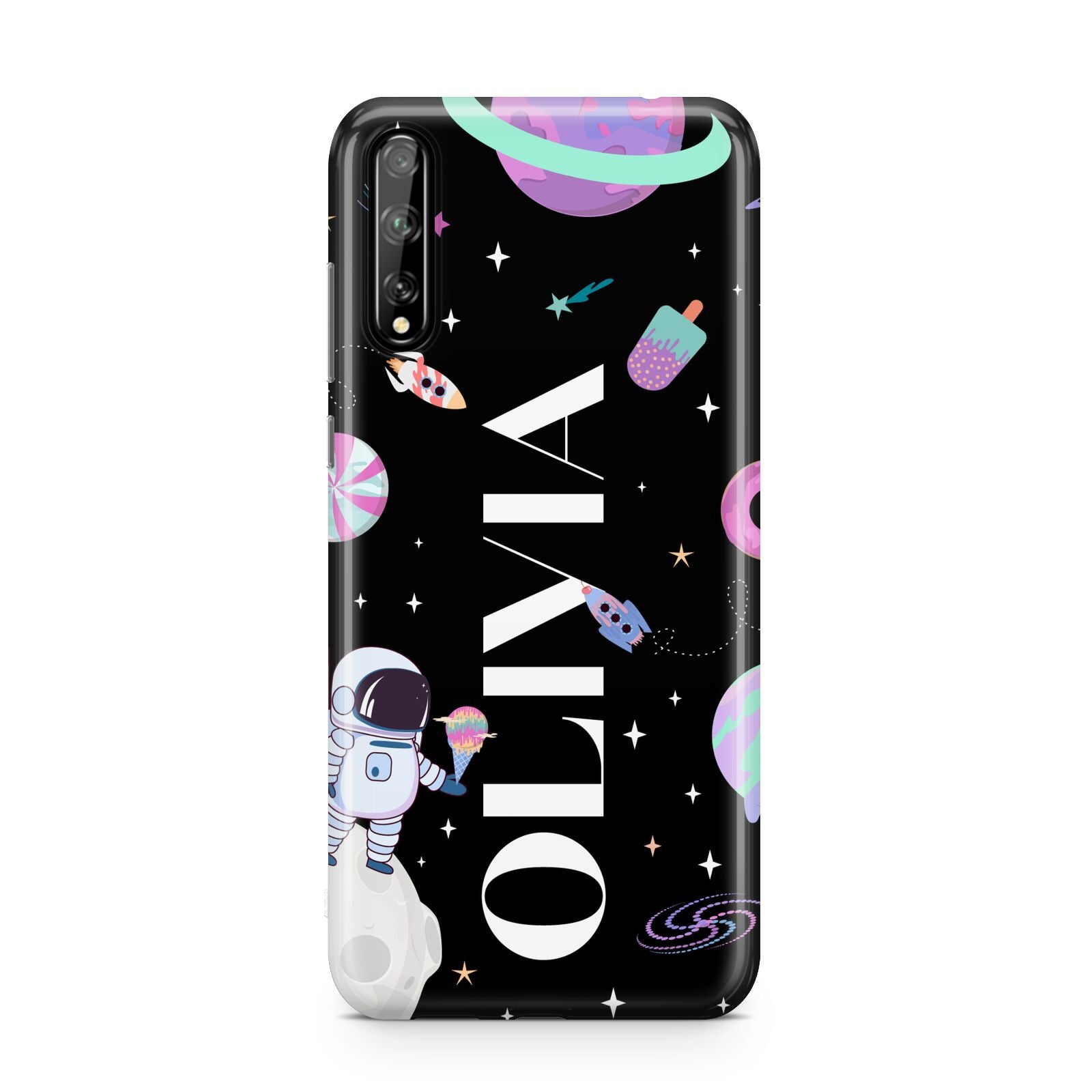 Sweet Treats in Space with Name Huawei Enjoy 10s Phone Case