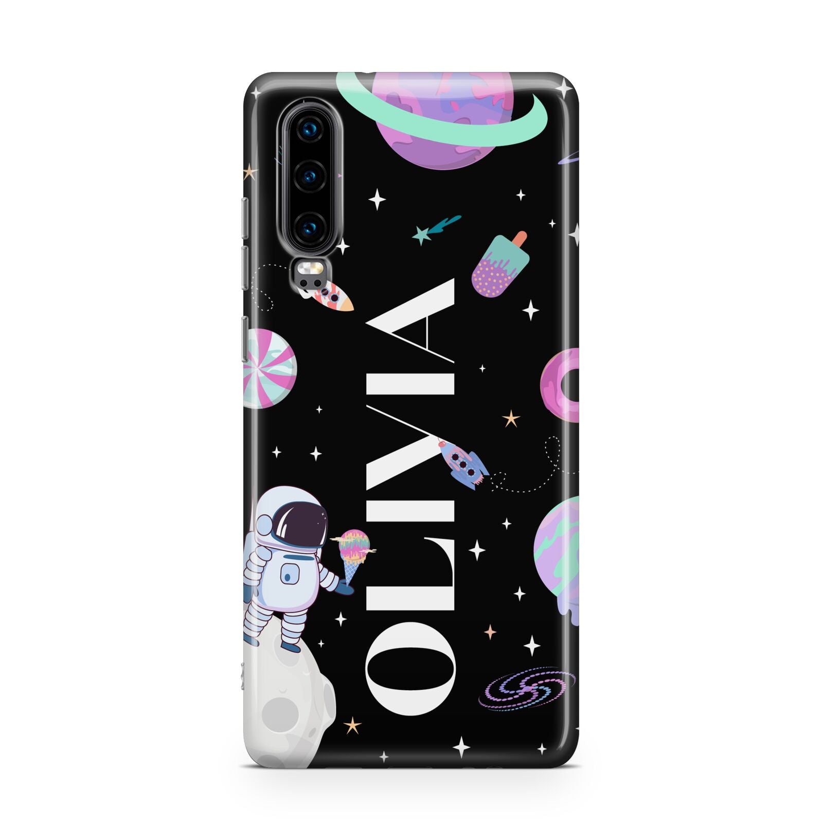 Sweet Treats in Space with Name Huawei P30 Phone Case