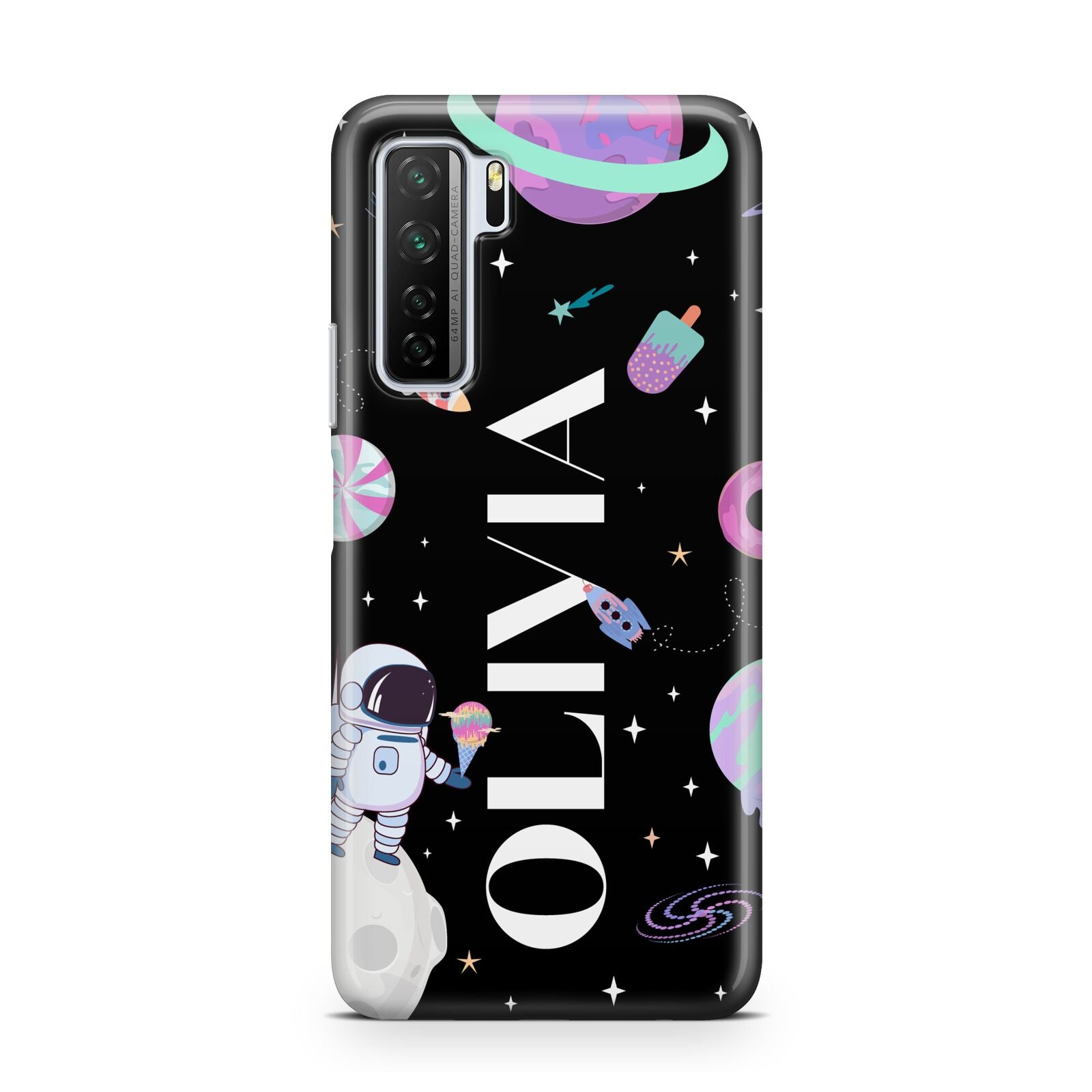 Sweet Treats in Space with Name Huawei P40 Lite 5G Phone Case